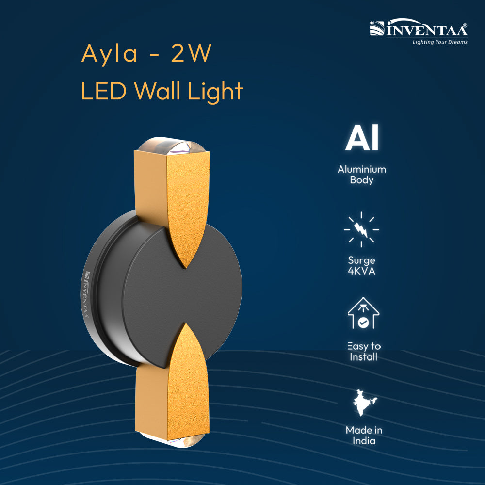 Features Of Ayla 2W 2 Way LED Wall Light #watts_2w