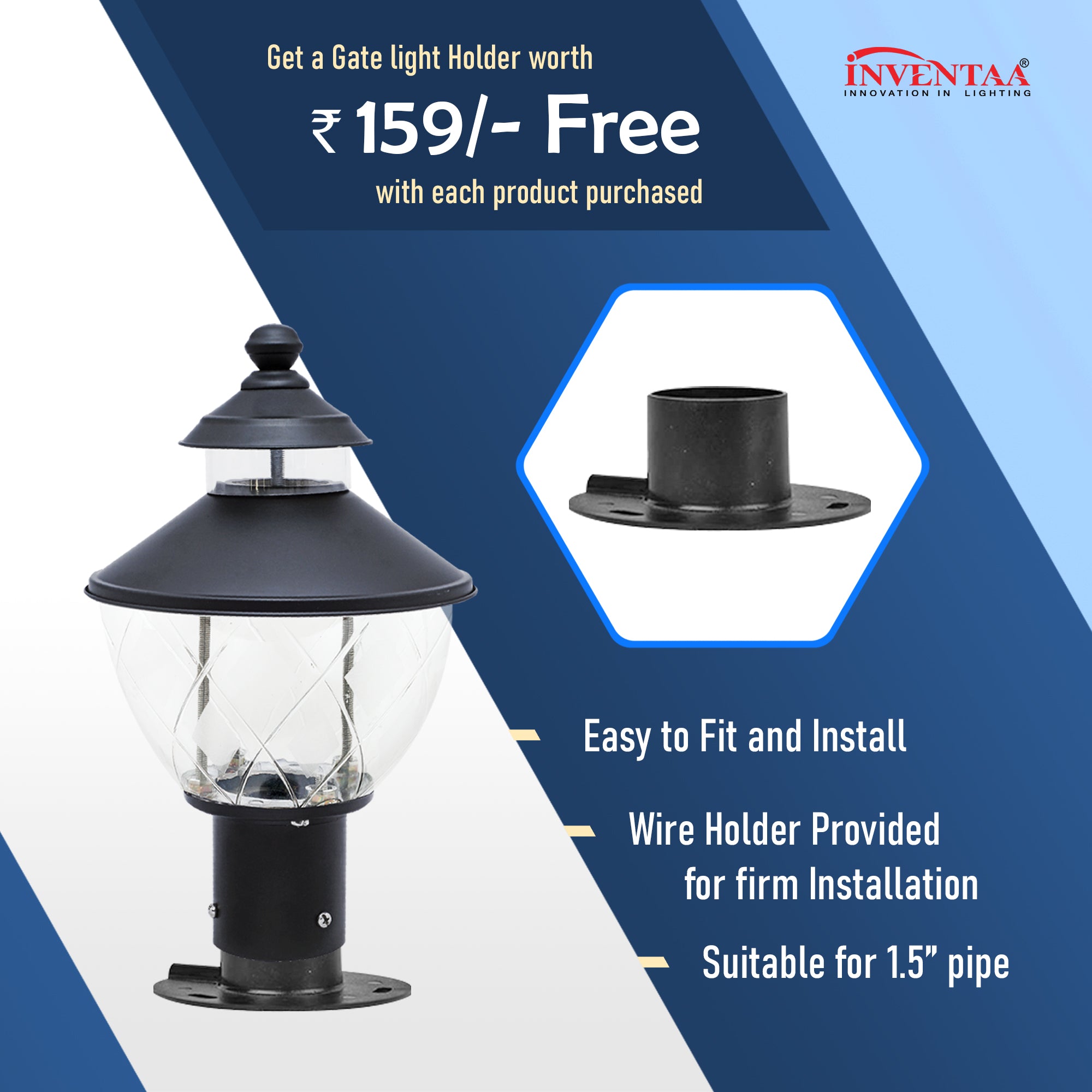 Free LED Gate Light Holder For Kitty Matt Black LED Gate Light #color_matt black clear