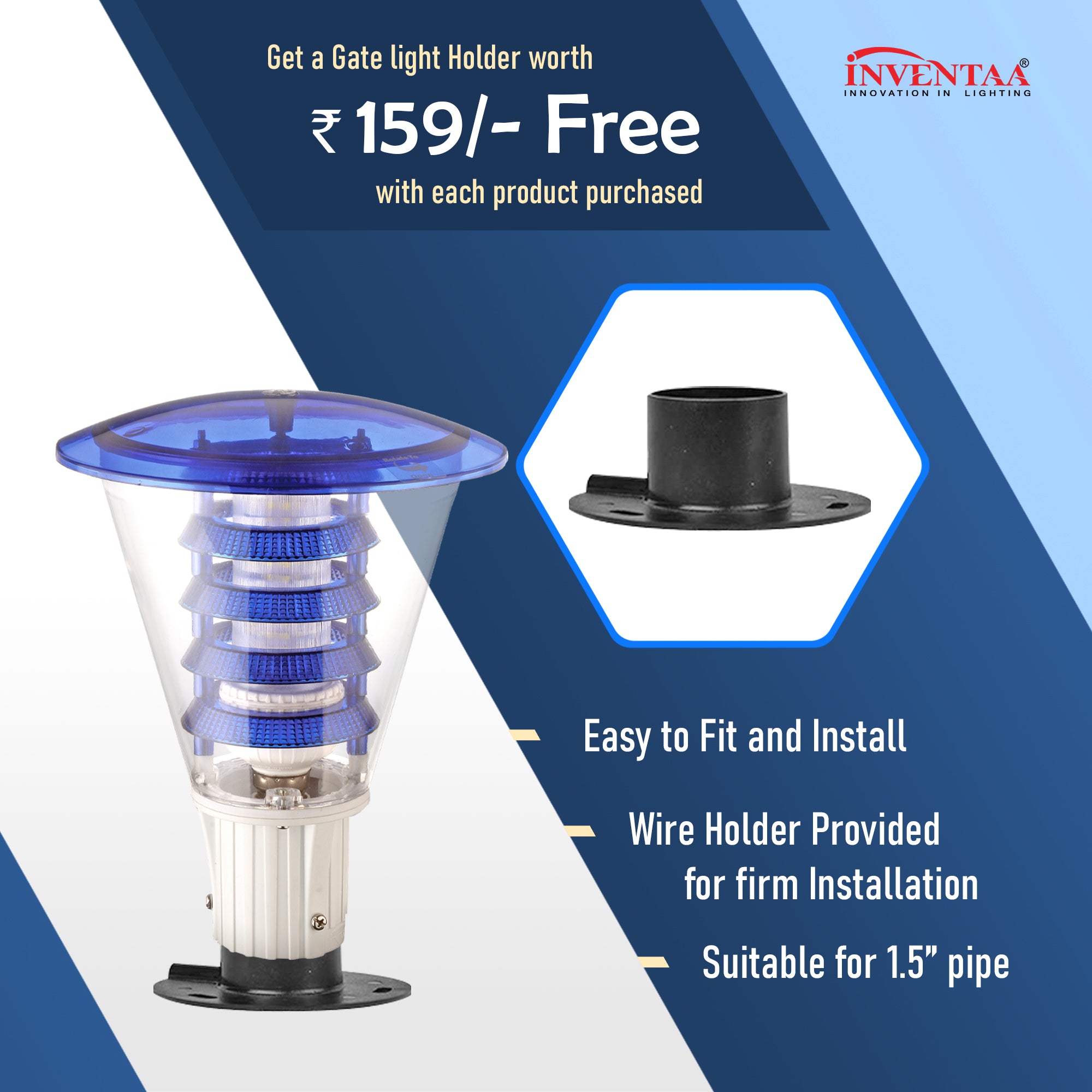 Gate wall light design with free holder for easy main door entrance