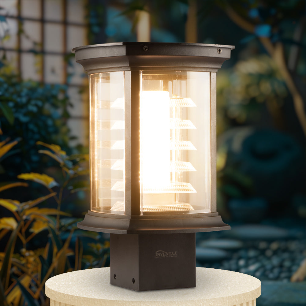 Athena led gate light illuminating a warm white glow #color_clear