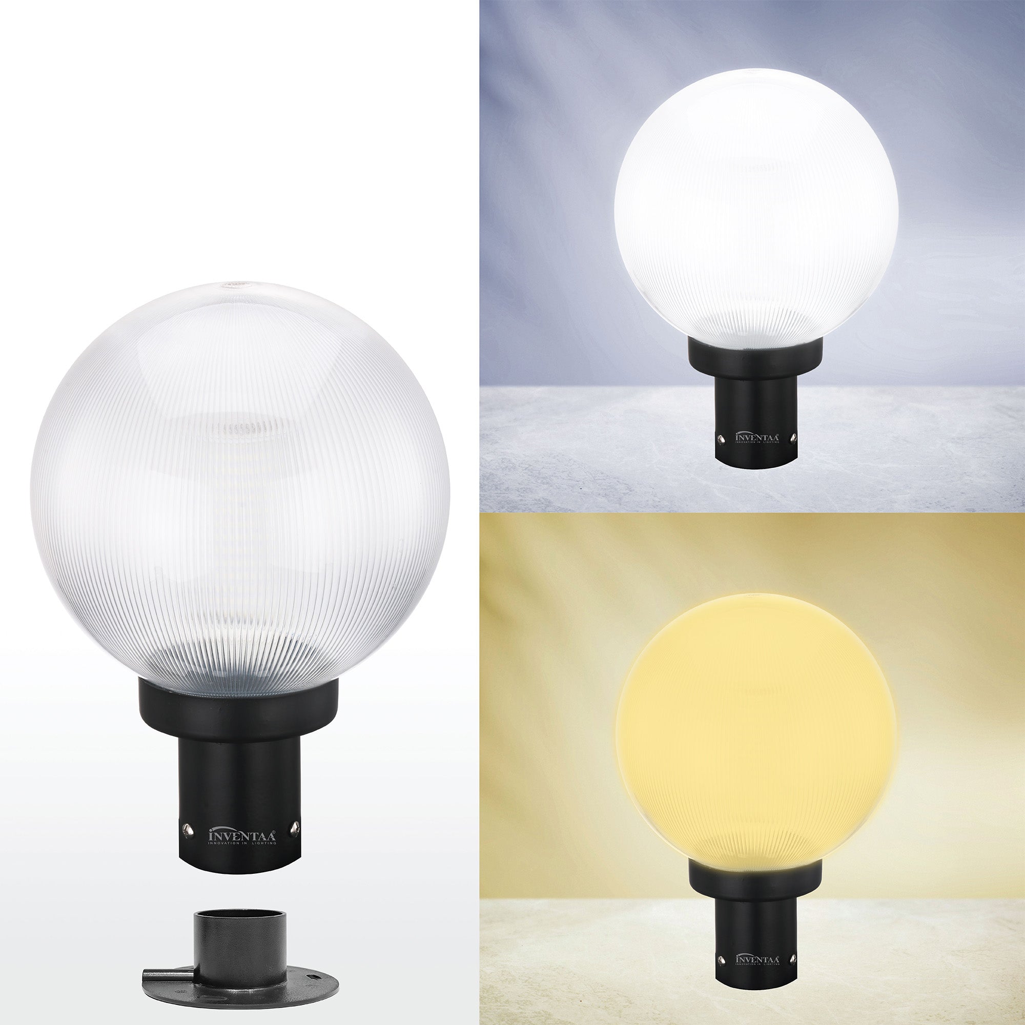 Globe PC 18W Prismatic Clear LED Gate Light Cool Warm Comparison #color_prismatic clear