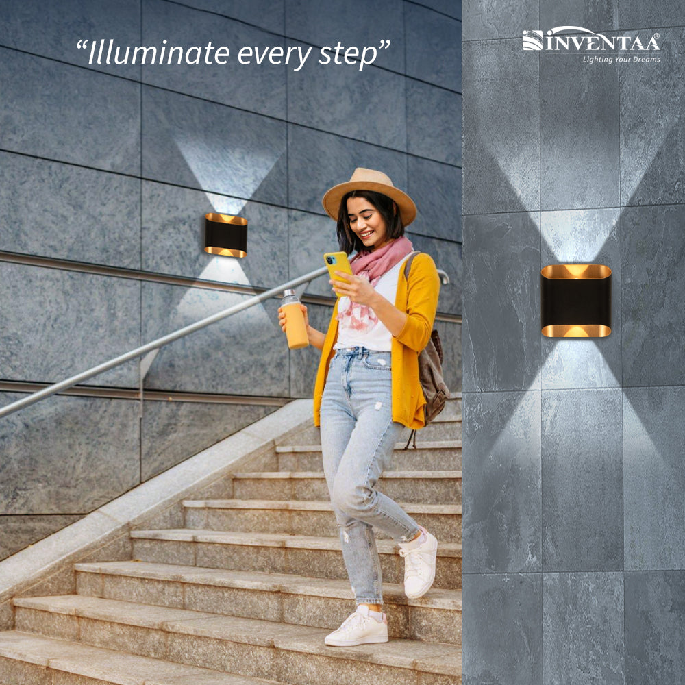 Goldie 4W 2 Way LED Wall Light Installed On Stairs #type_1 x 2 way