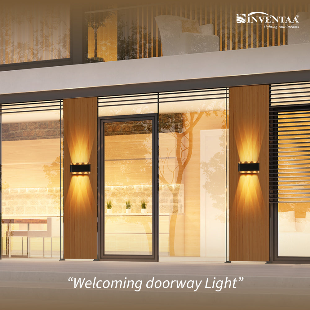 Goldie 4W 6 Way LED Wall Light Installed On Home Front Doorway #type_3 x 2 way