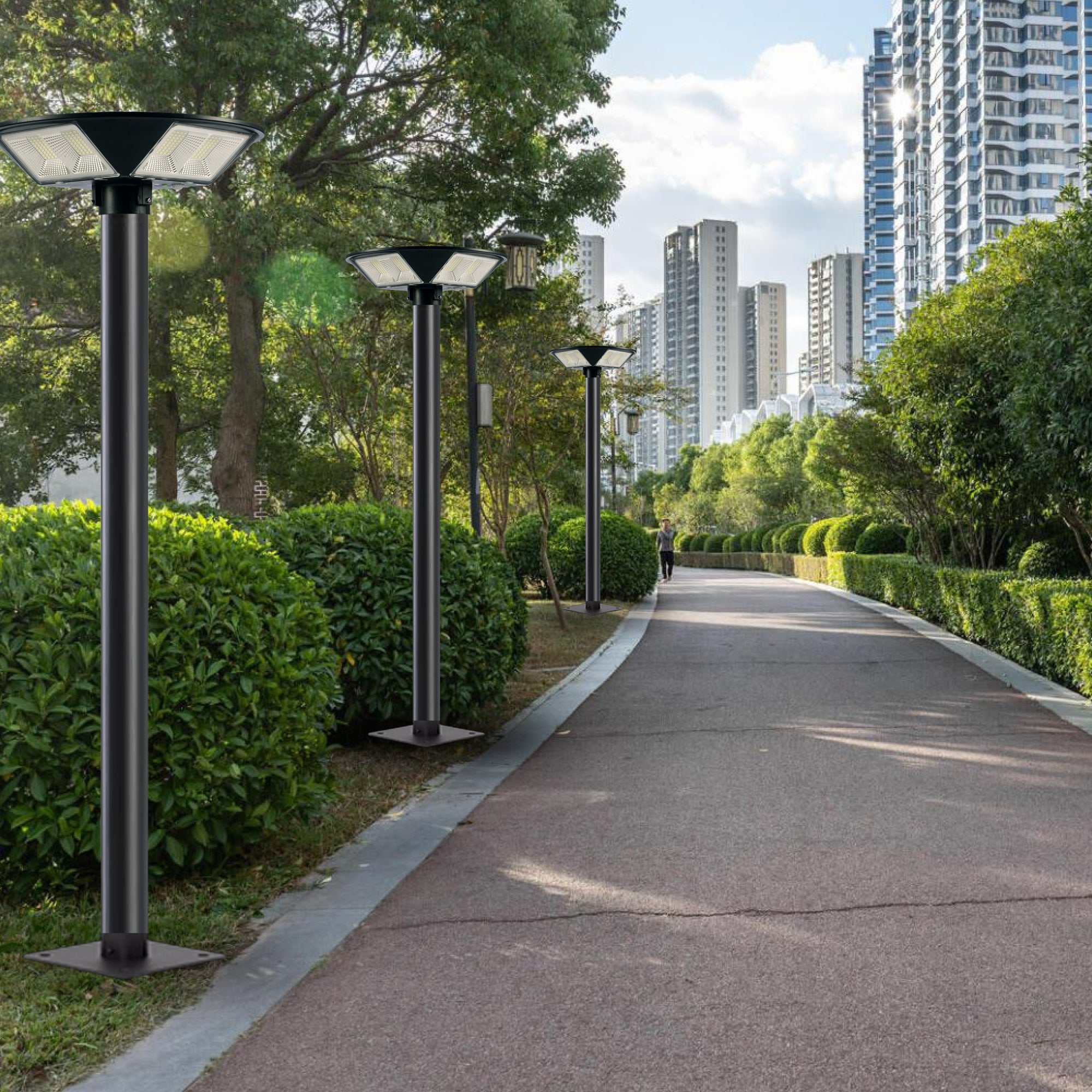 Grace LED Solar Pole Light Installed On Pathway