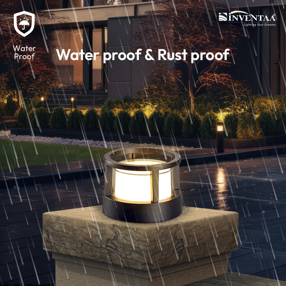 Waterproof rustproof house gate light with round design for outdoor use