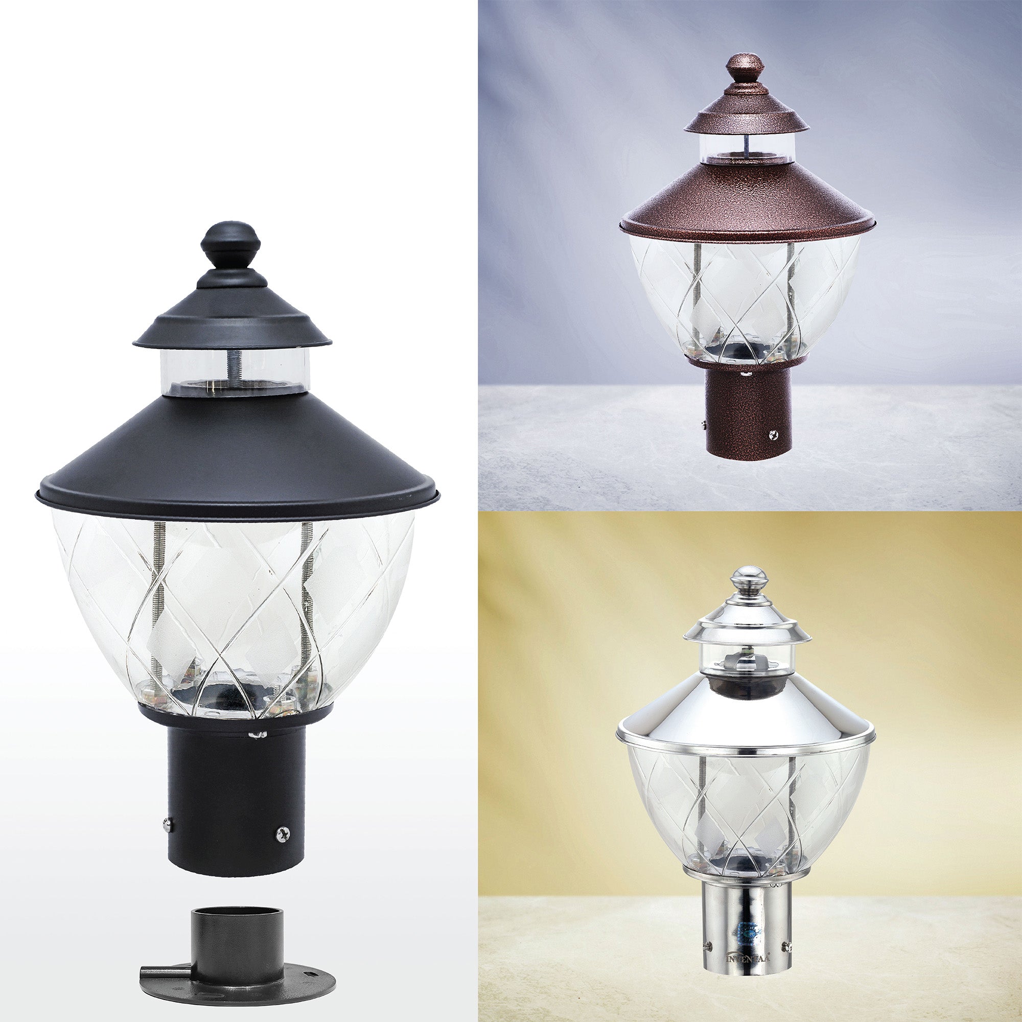 Kitty Matt Black LED Gate Light Cool Warm Comparison #color_matt black clear