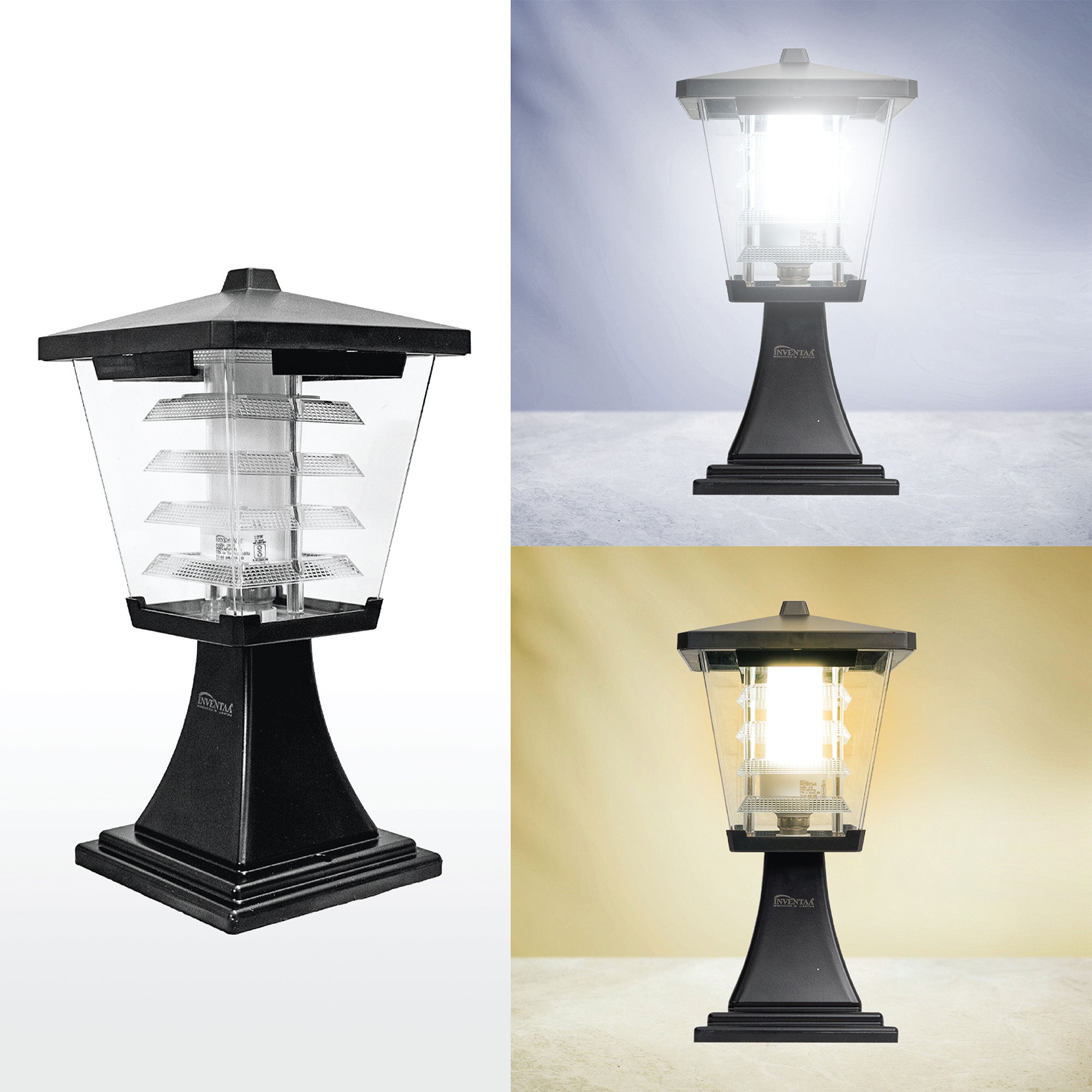 Cool warm lighting glow comparison of Mini glasis led gate light