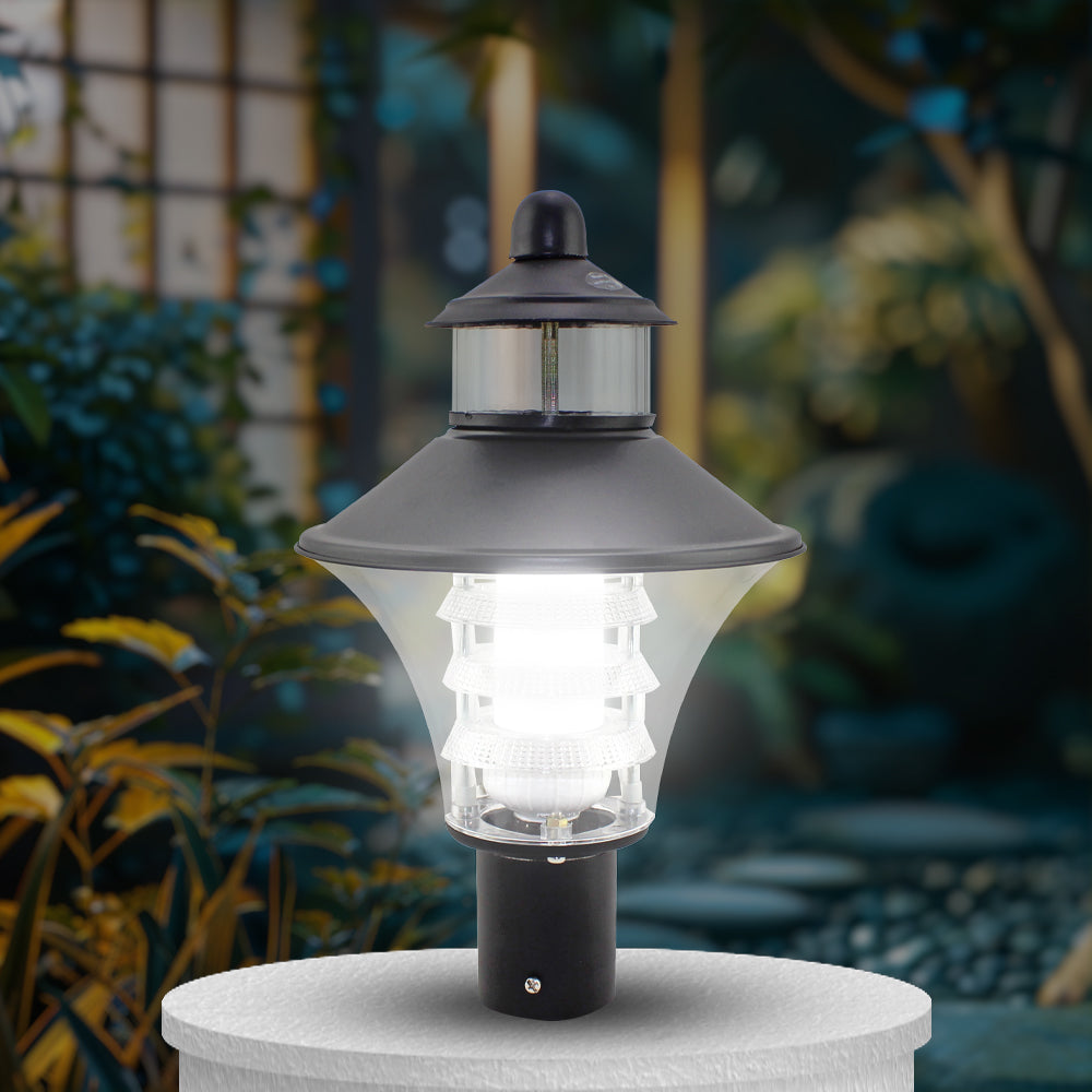 Modern gate pillar lights with bright LED entry gate lamp design #color_matt black clear