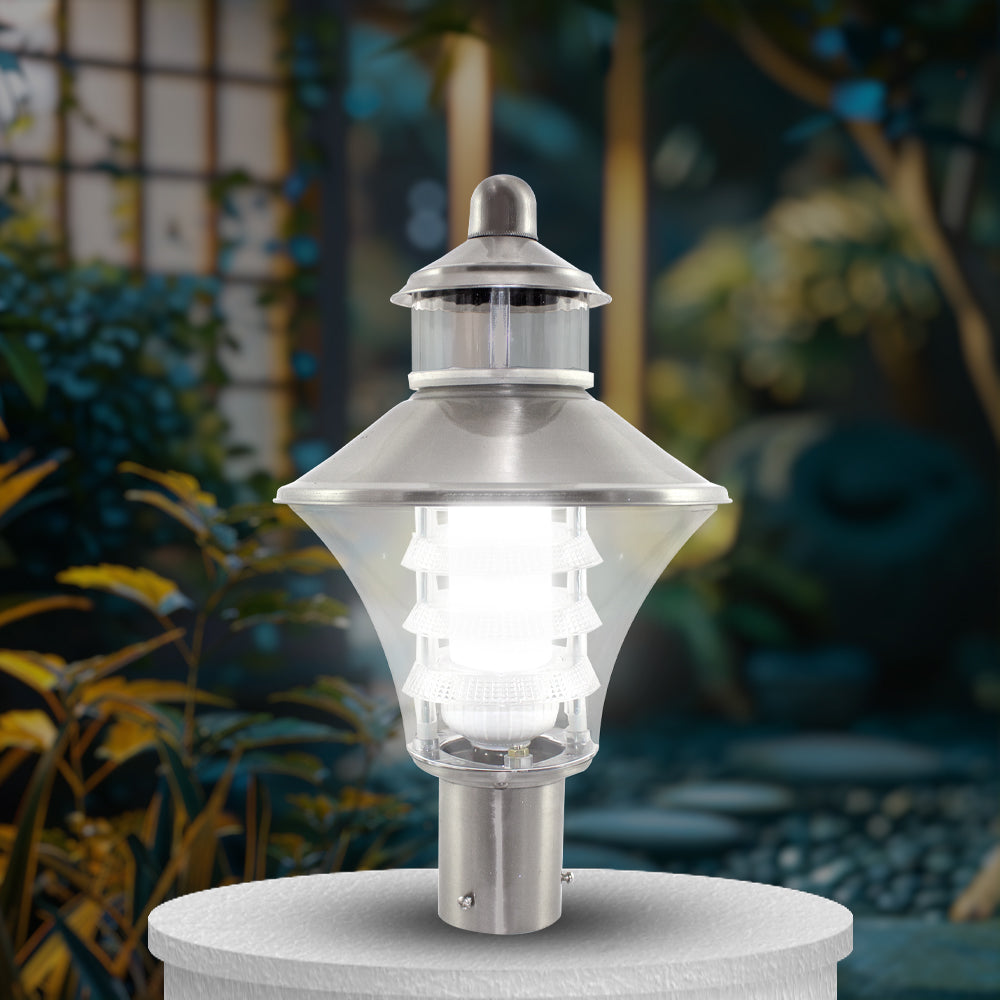 Optic Fabula LH Silver Satin Cool White | Best LED Gate Light Model Online at affordable price Online #color_silver satin clear