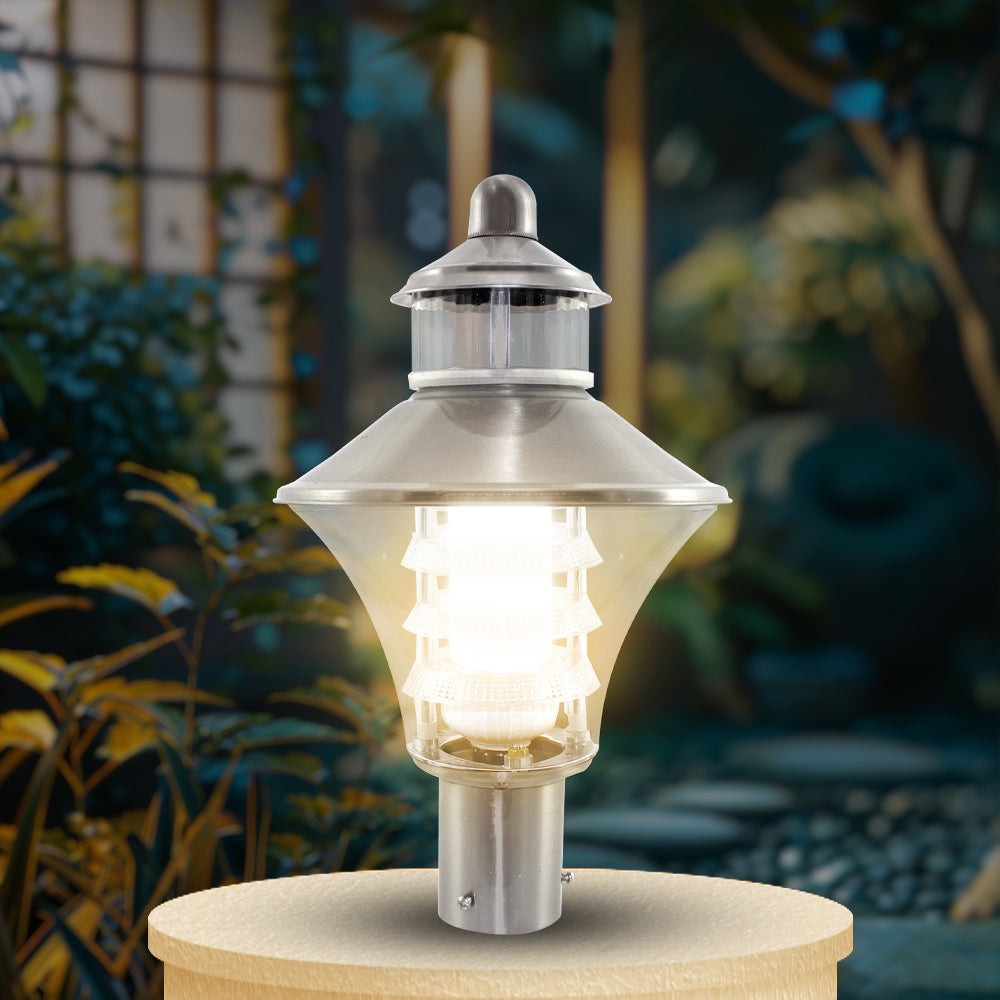 Optic Fabula LH Silver Satin Warm White | Best LED Gate Light Model Online at affordable price Online #color_silver satin clear