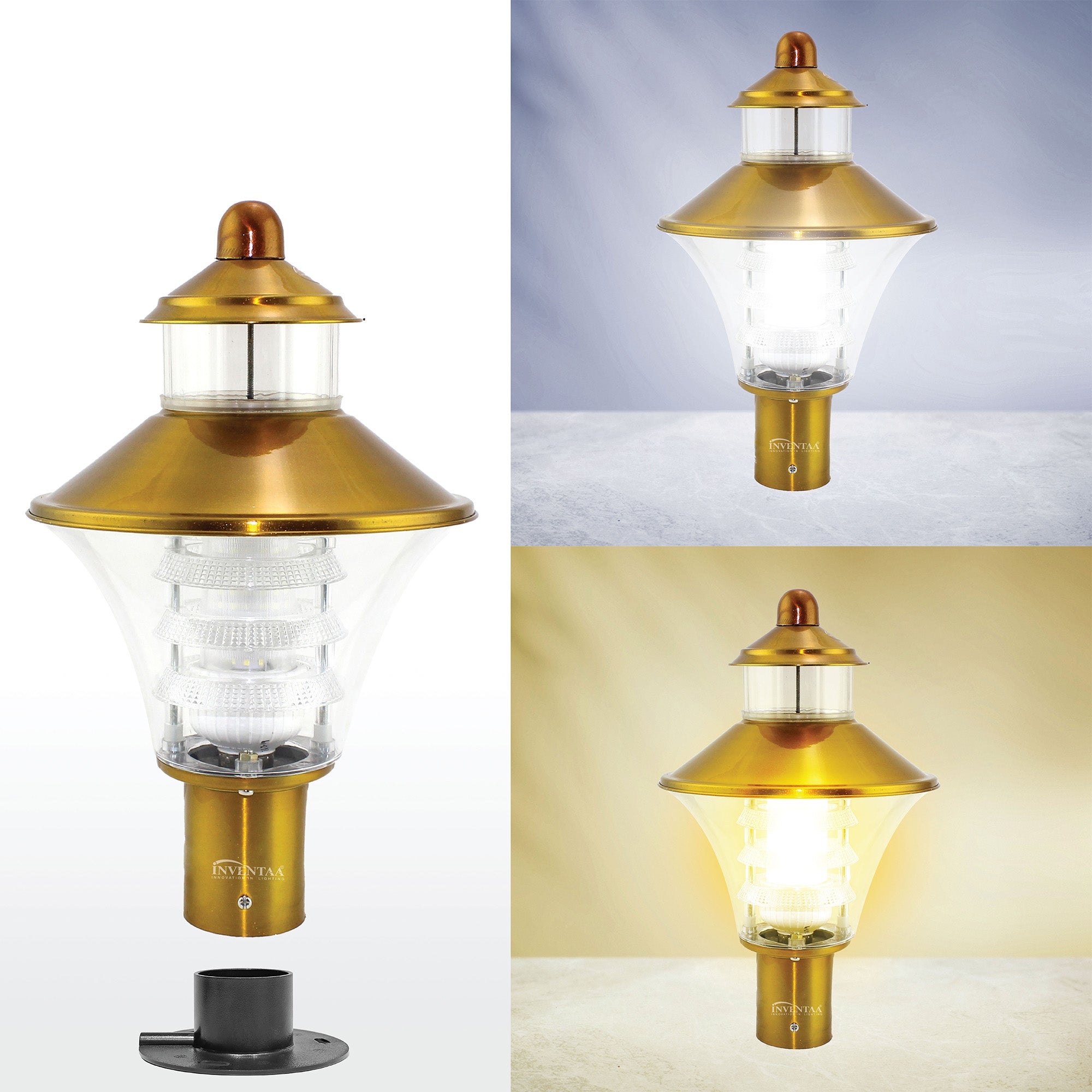 Optic Fabula LH Gold Cool Warm Comparison | Best LED Gate Light Model Online at affordable price Online #color_gold clear