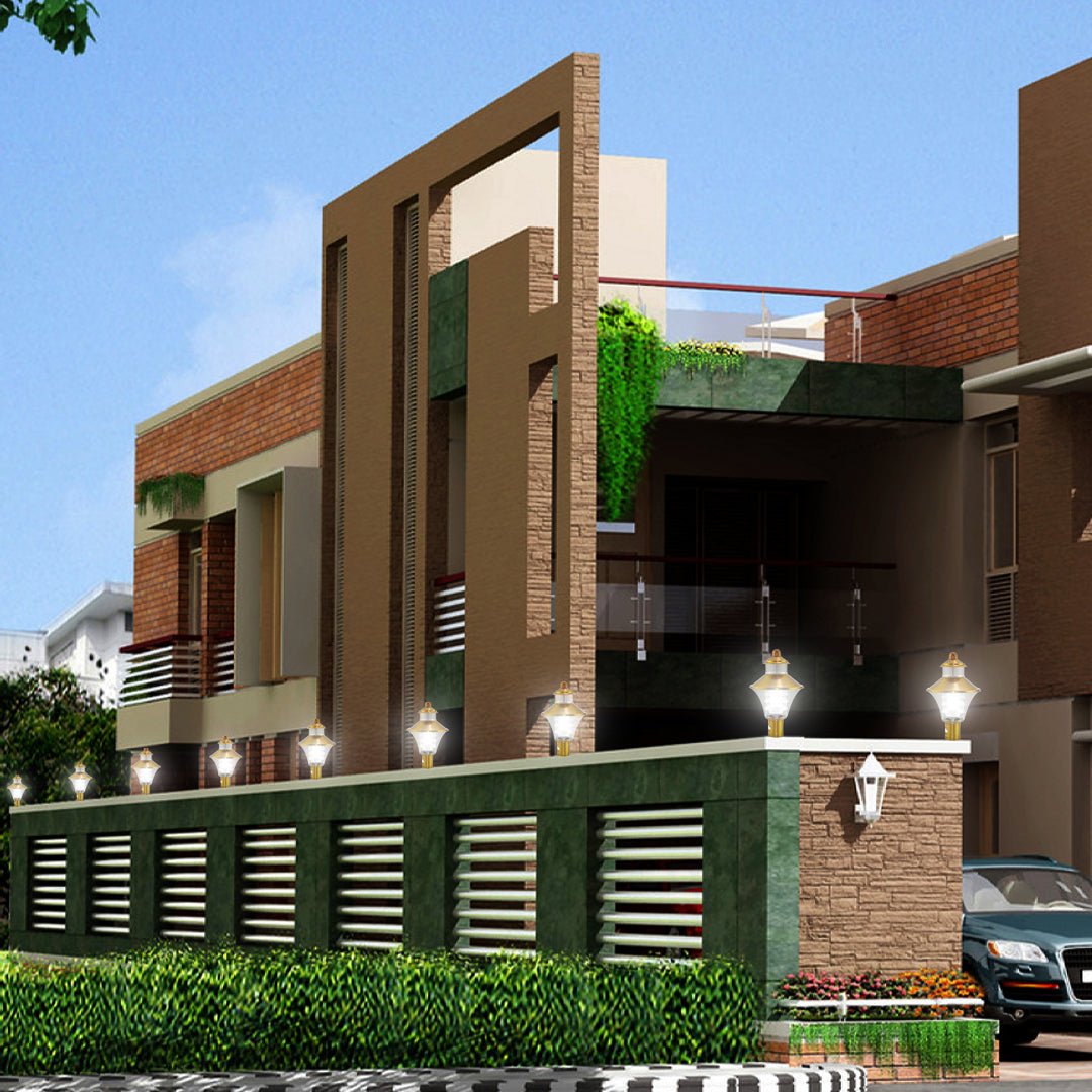 Elegant gate post lamps and entry gate lights for house exterior #color_matt black clear