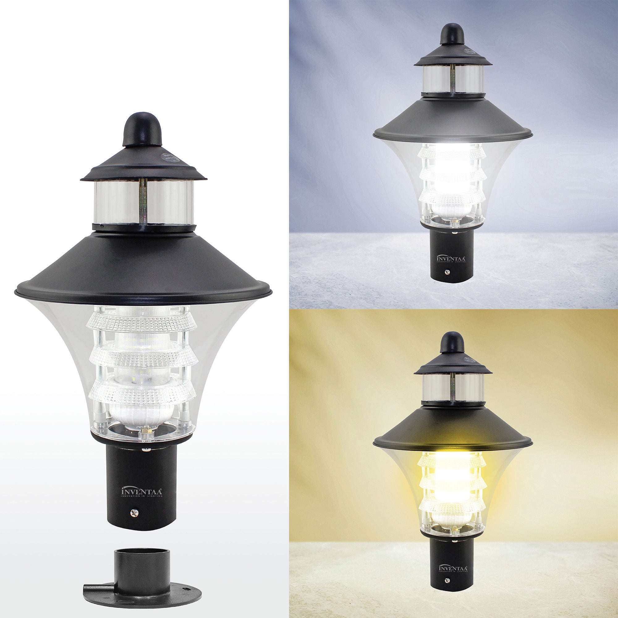 Opti Fabula LH Matt Black Cool Warm Comparison | Best LED Gate Light Model Online at affordable price Online #color_matt black clear