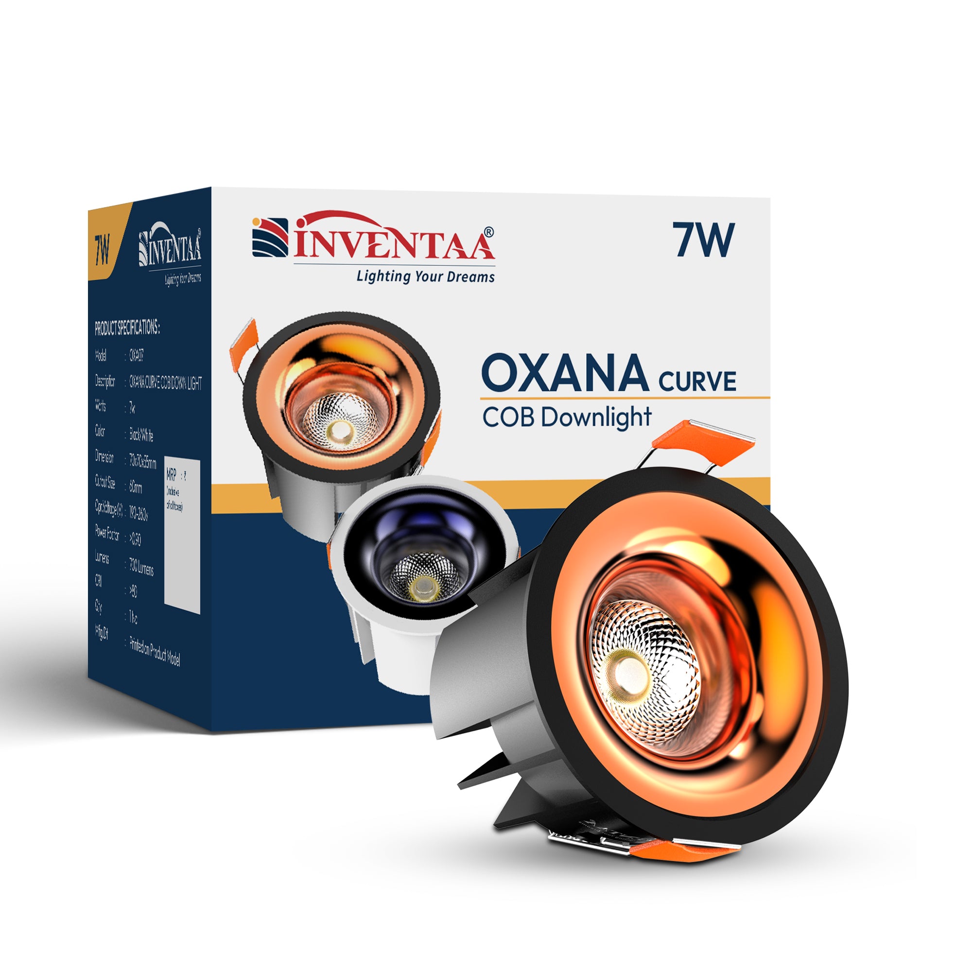 Oxana Curve COB Downlight 7W Black Rose Gold With Box Enclosure #watts_7w