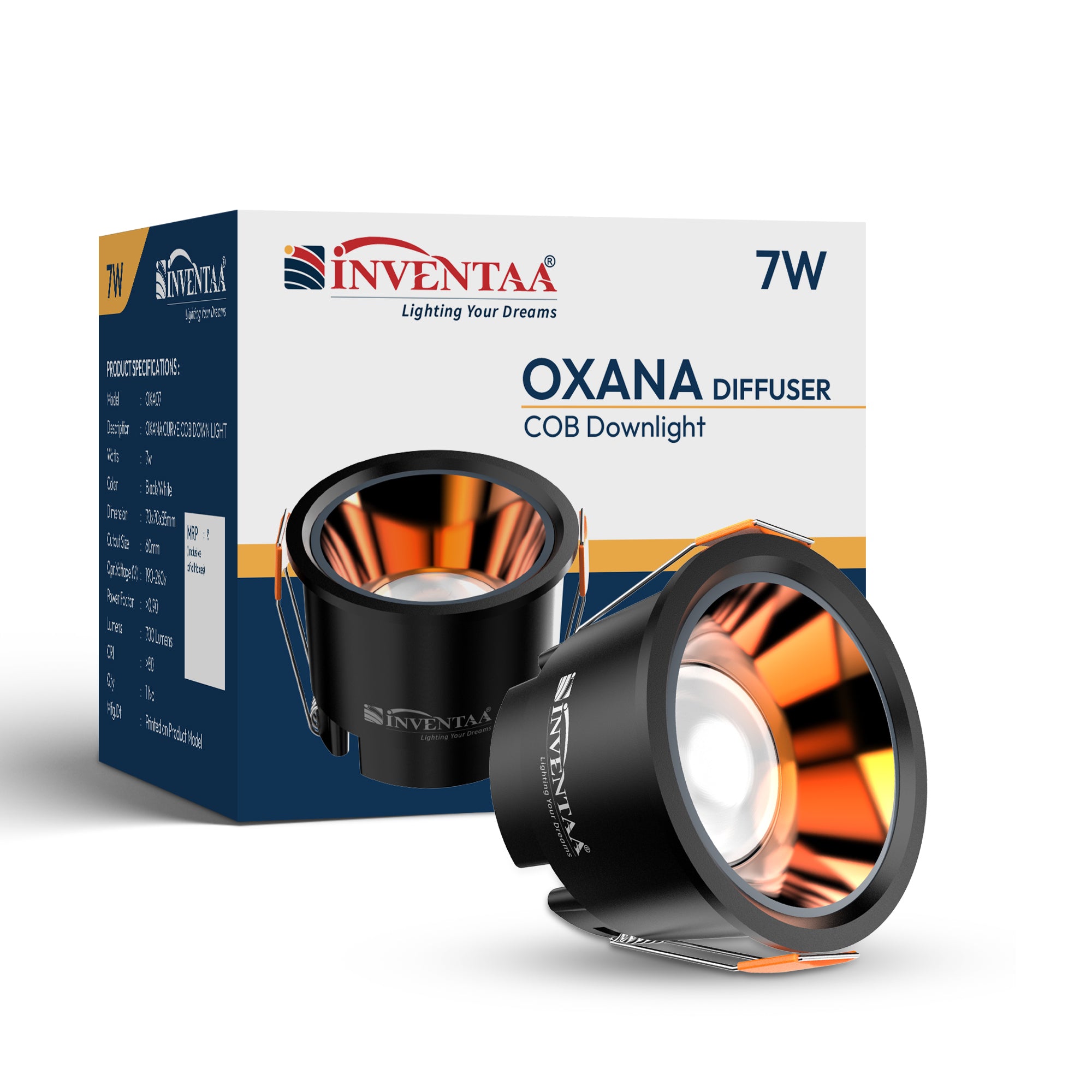 Oxana Diffuser COB Downlight 7W Black Rose Gold With Box Enclosure #watts_7w