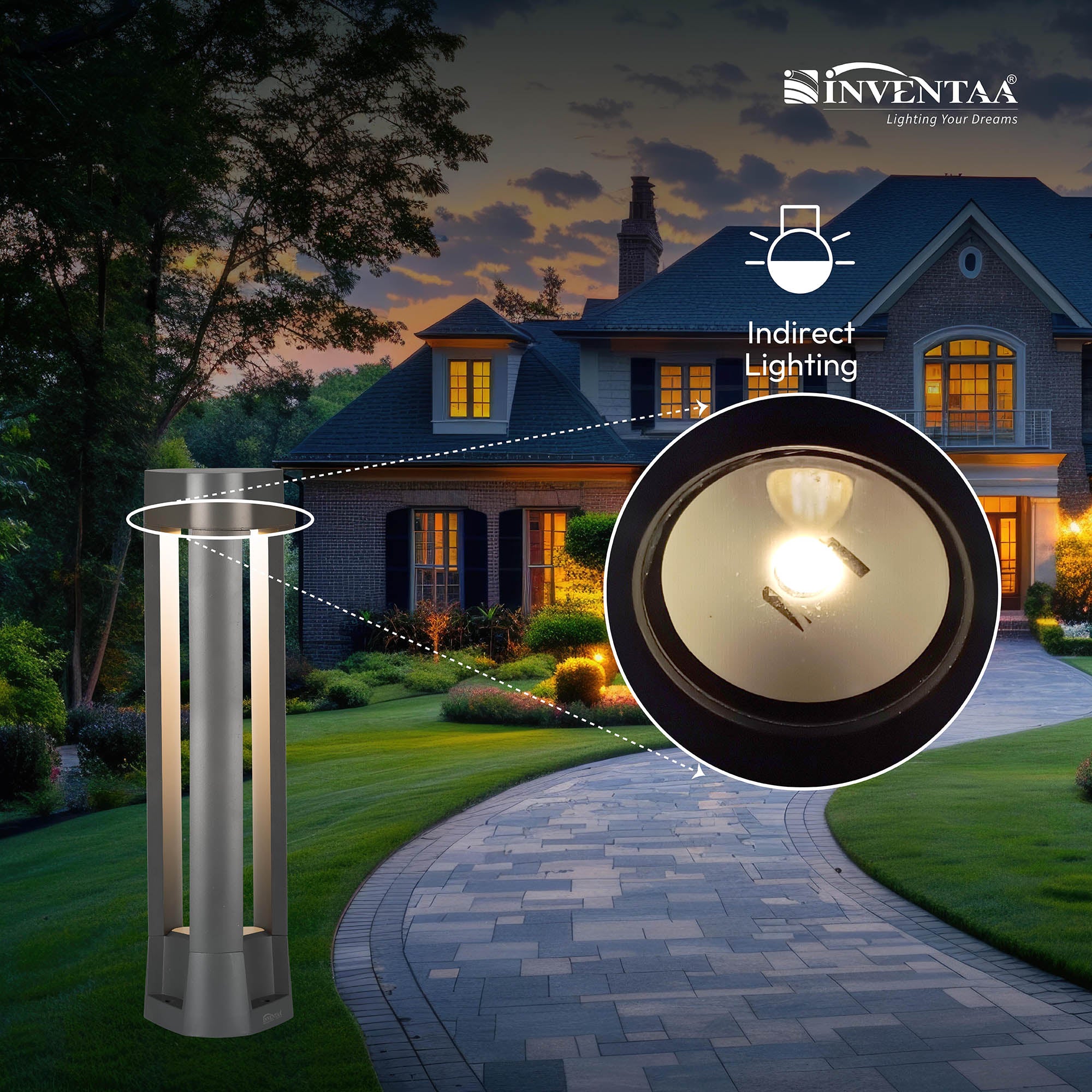Smart Inspire LED Bollard Light 2 Feet Featuring Its Indirect Lighting #watts_20w