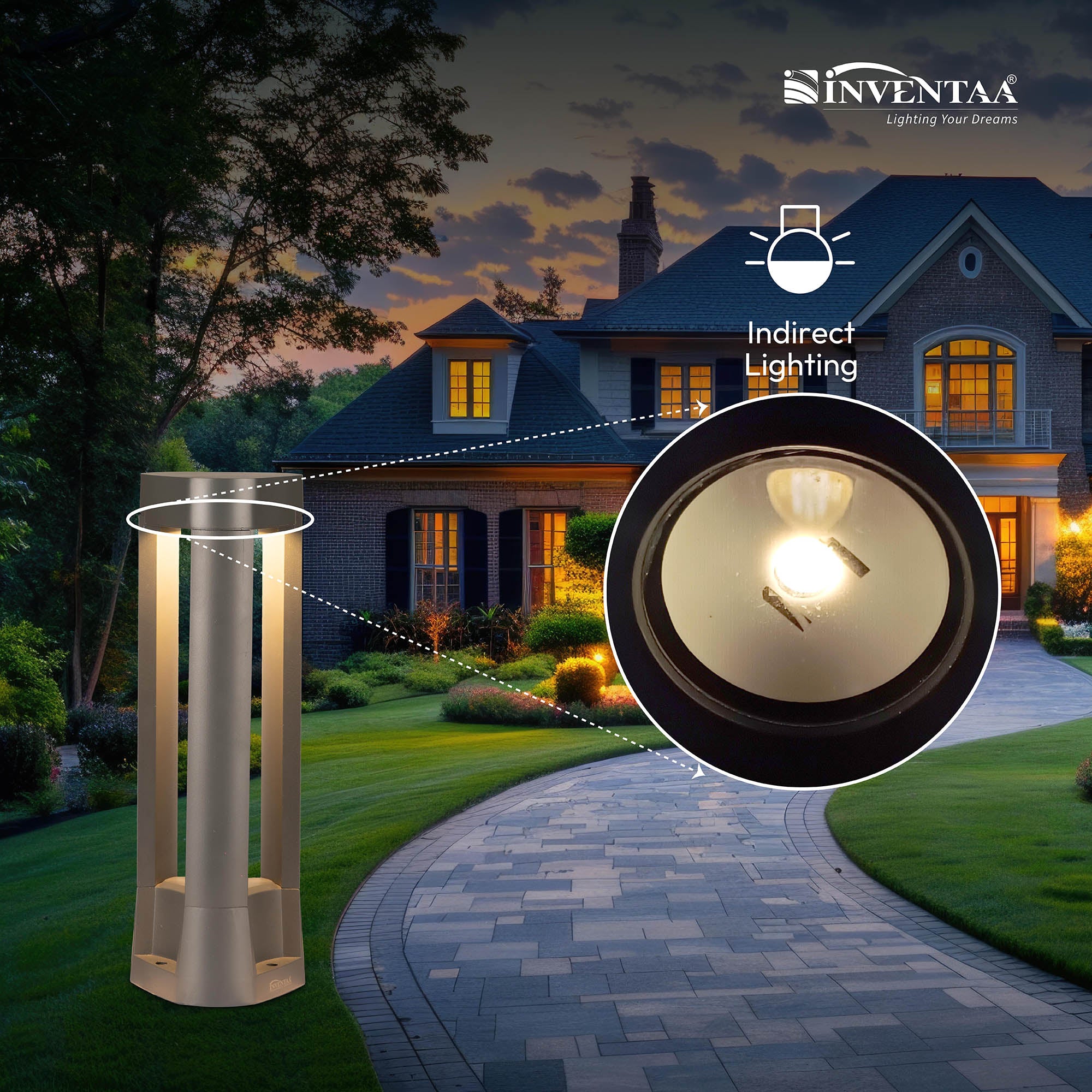Smart Inspire LED Bollard Light Featuring Its Indirect Lighting #watts_15w