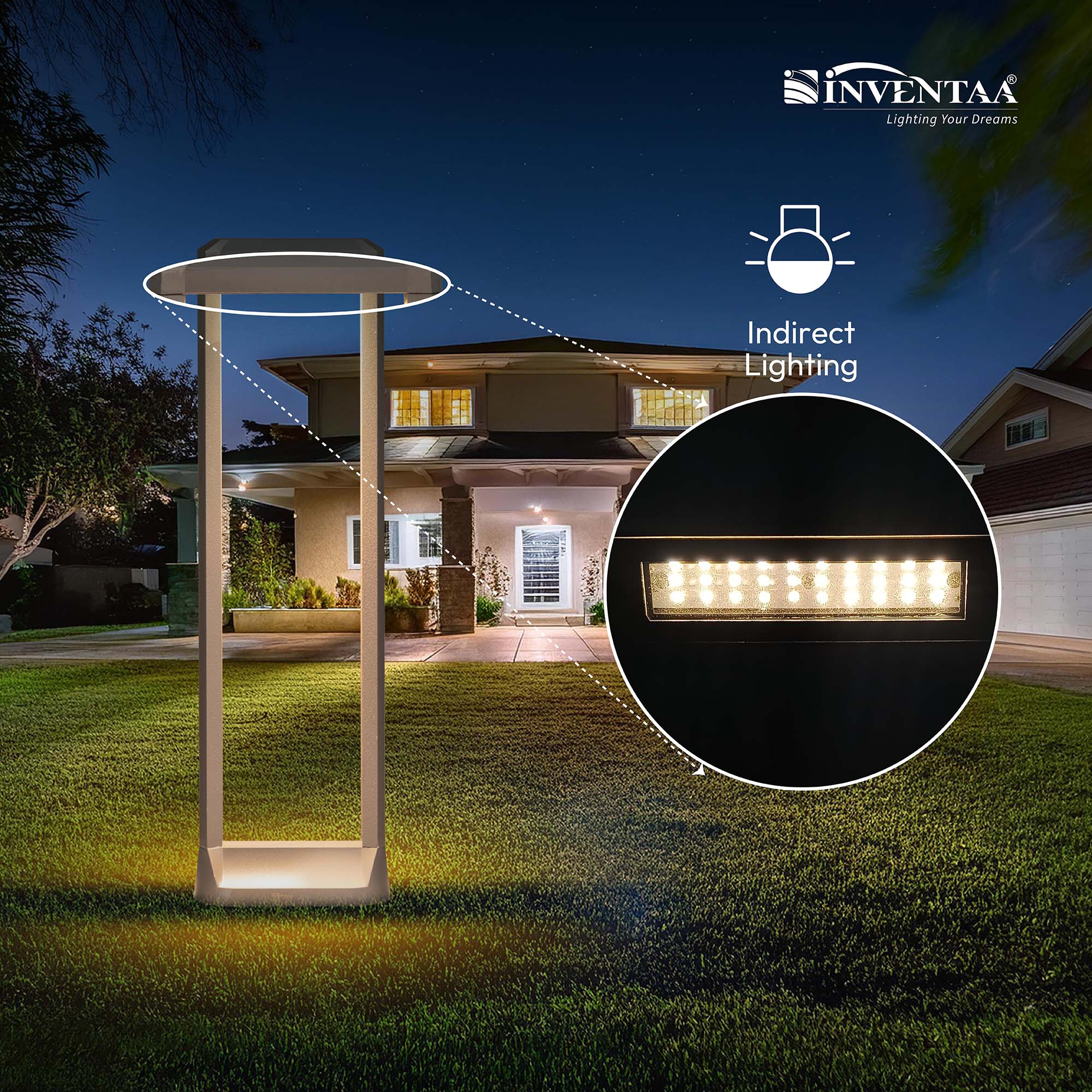 Smart Troy LED Bollard Light 2 Feet Featuring Its Indirect Lighting #size_2 feet