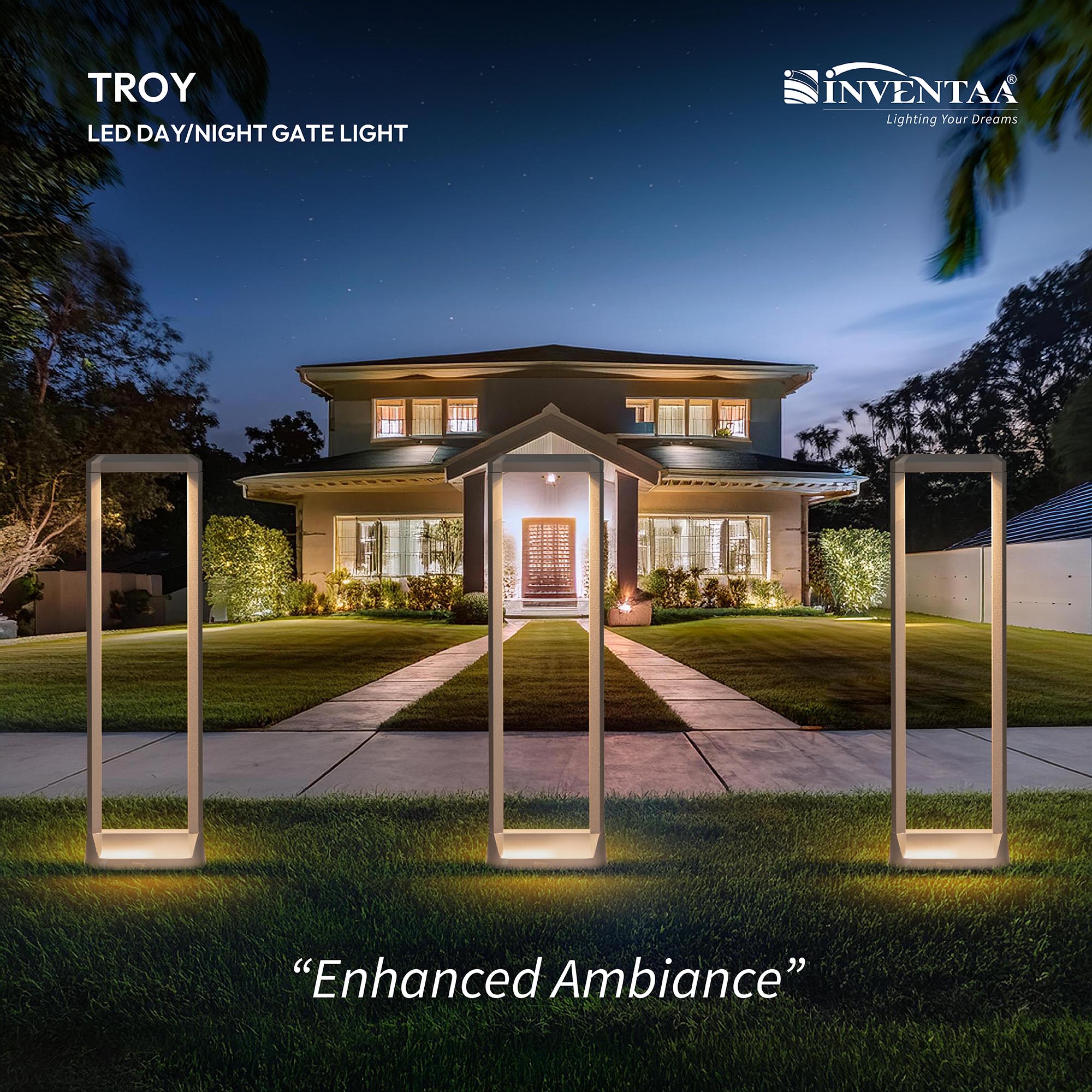 Smart Troy LED Bollard Light 2 Feet Installed On Garden #size_2 feet