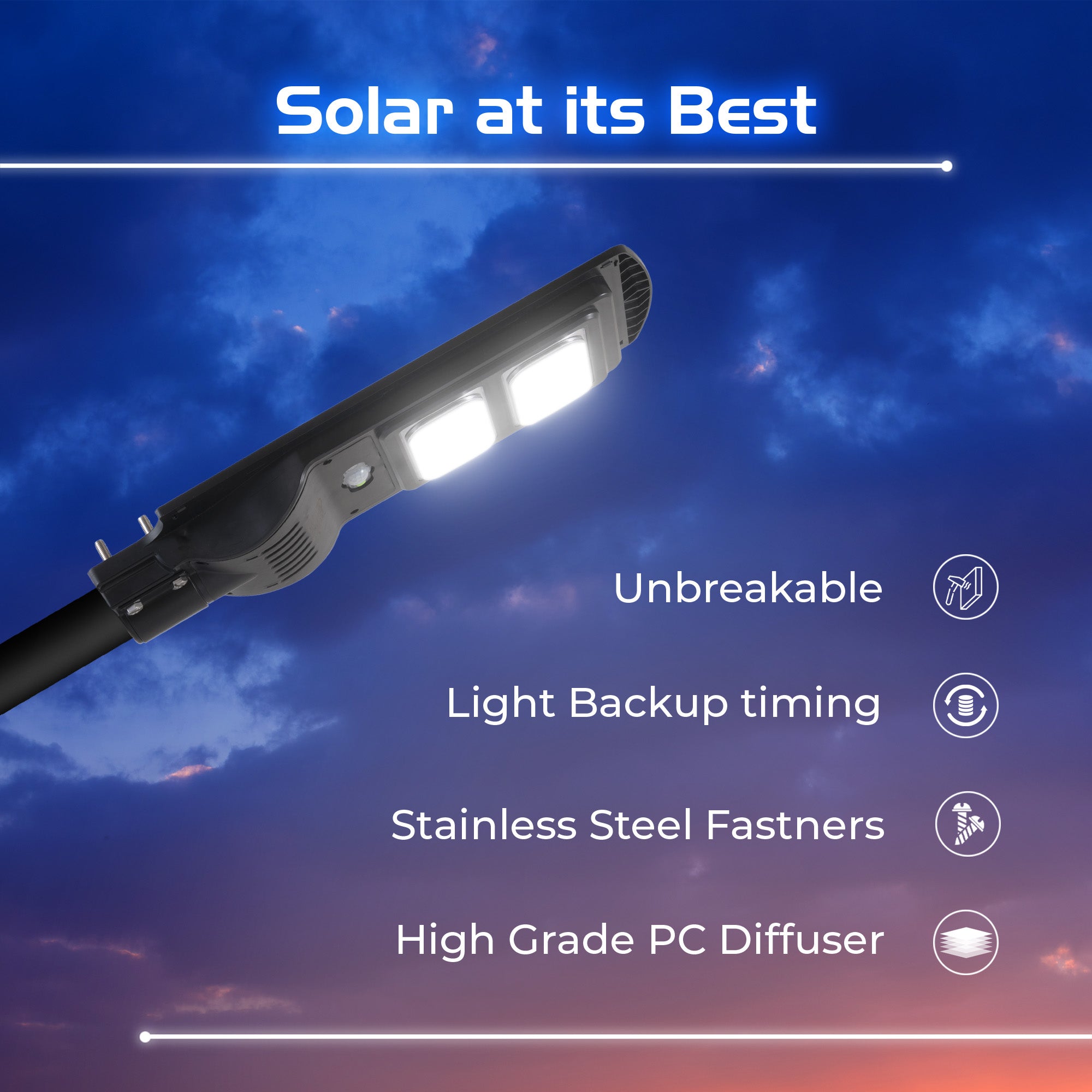 Specifications of Erato 40W led solar street light #power_40w