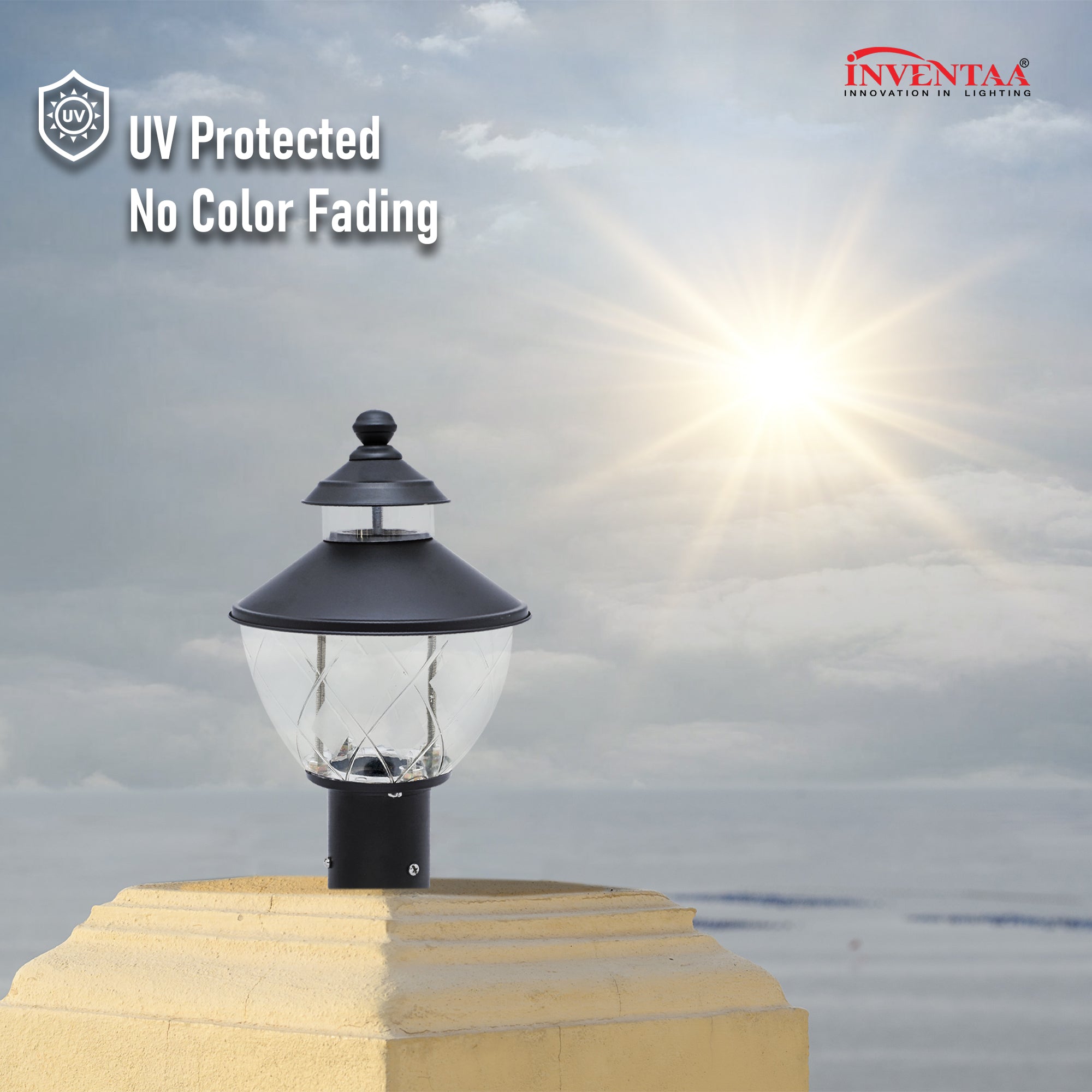 UV Protected Kitty Matt Black LED Gate Light #color_matt black clear