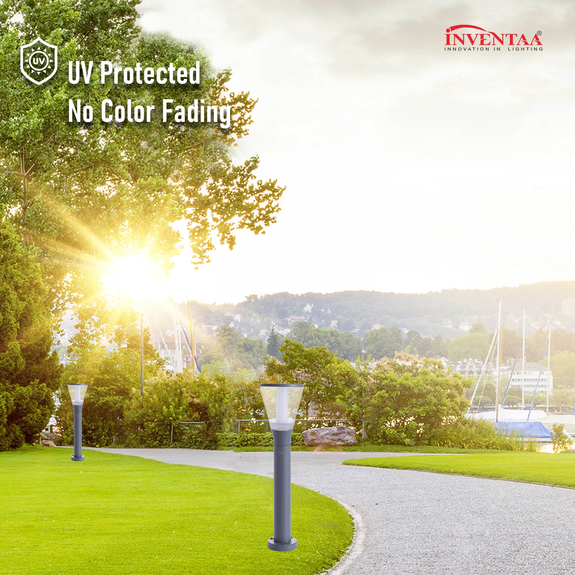 Olivia stem 1.5 feet led garden bollard light featuring its UV protected and no color fading resistance for enduring performance #size_1.5 feet
