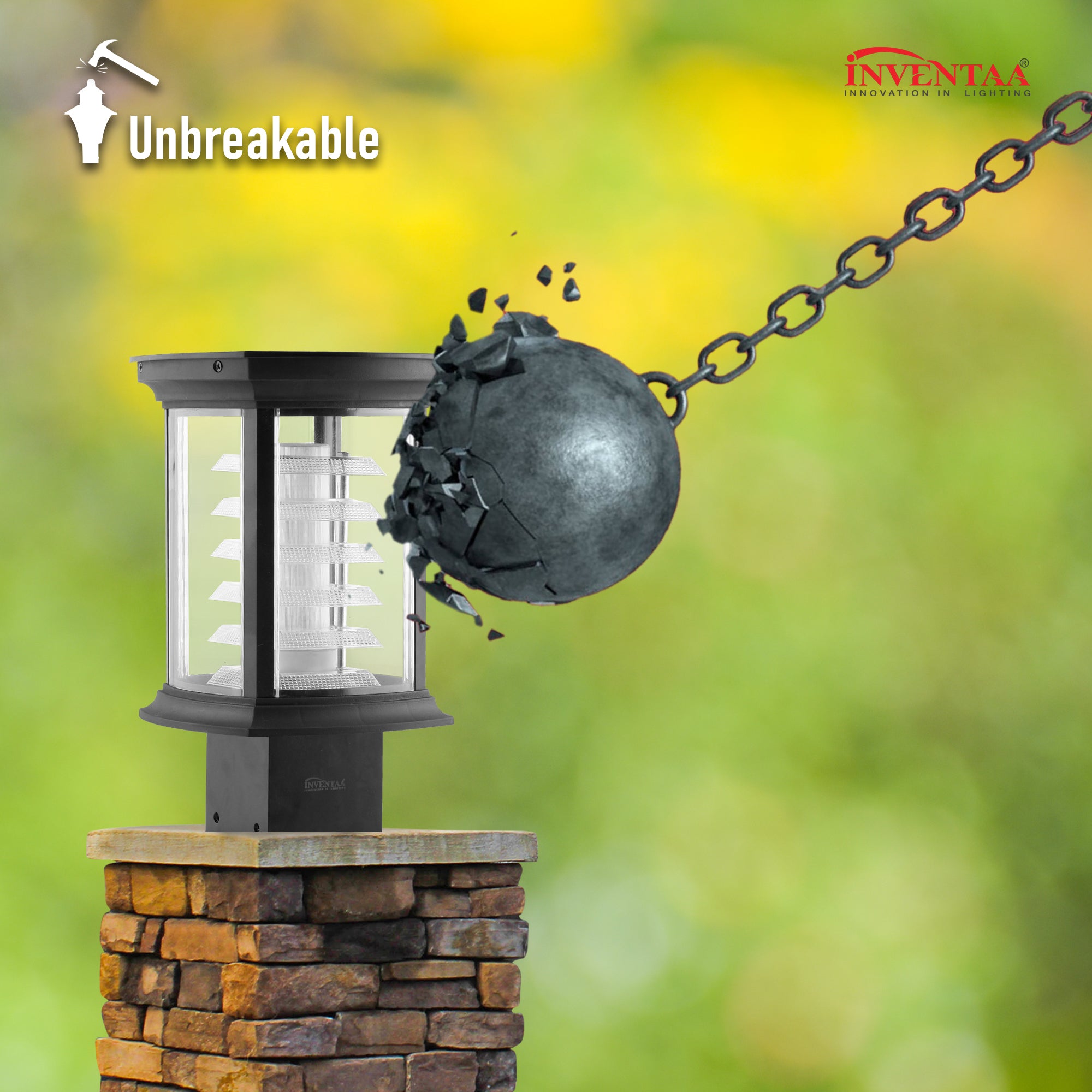 Unbreakable main gate lamp light with durable modern pillar design #color_clear
