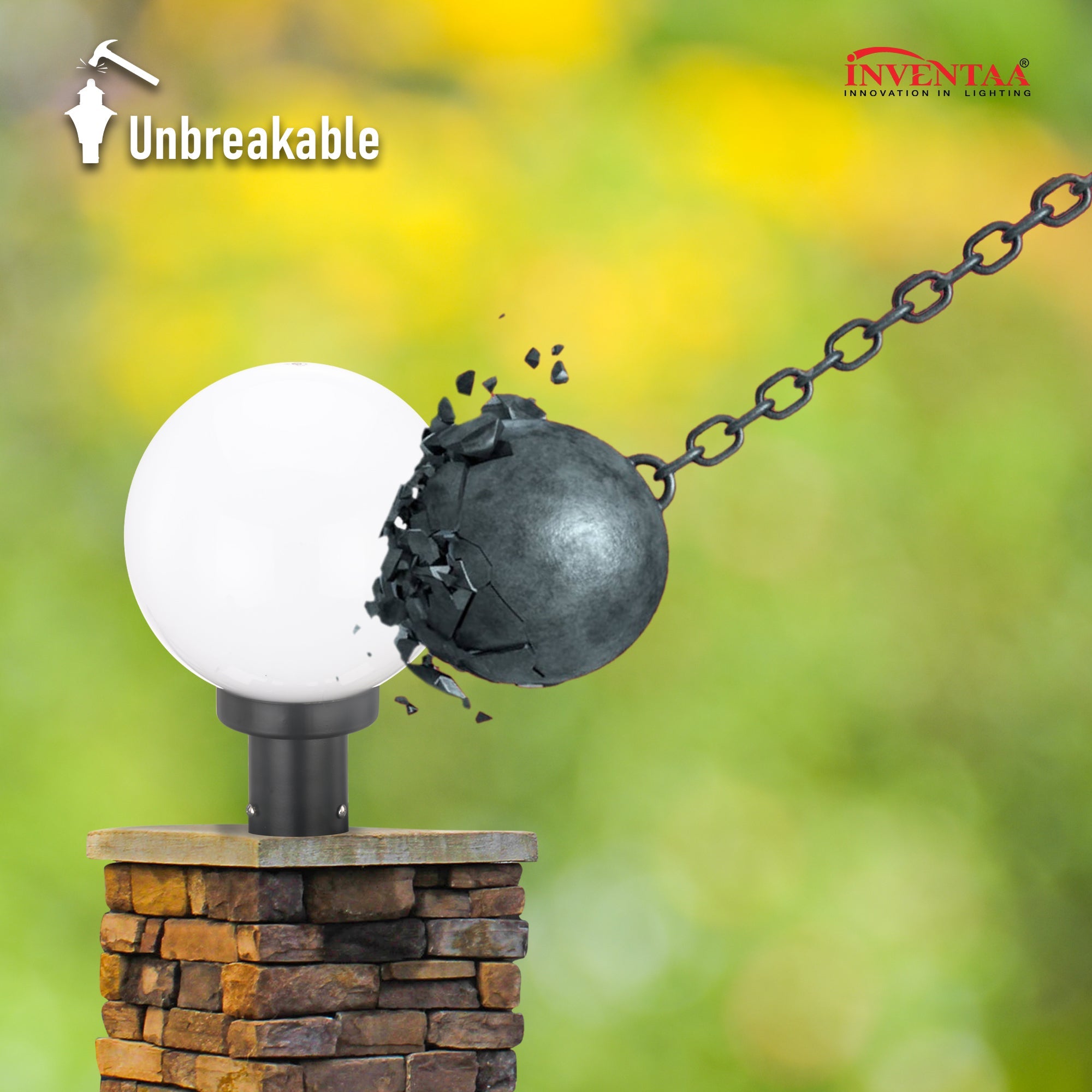 Unbreakable compound wall gate light with globe design for outdoor use