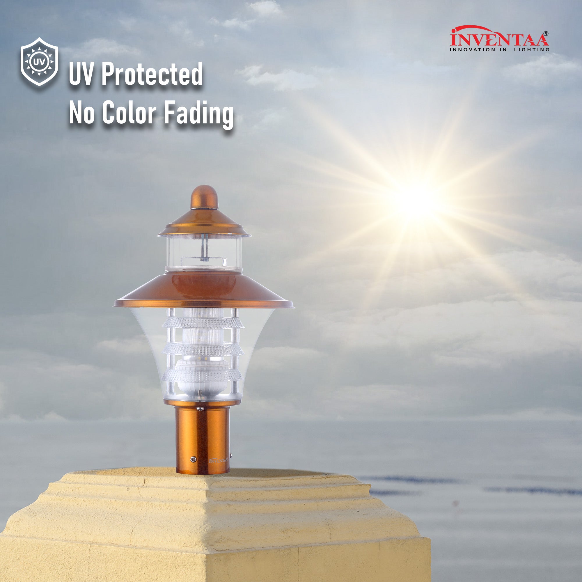 UV Protected Viva LH Gold LED Gate Light | Best LED Gate Light Model Online at affordable price Online #color_Gold Trio Luv Clear