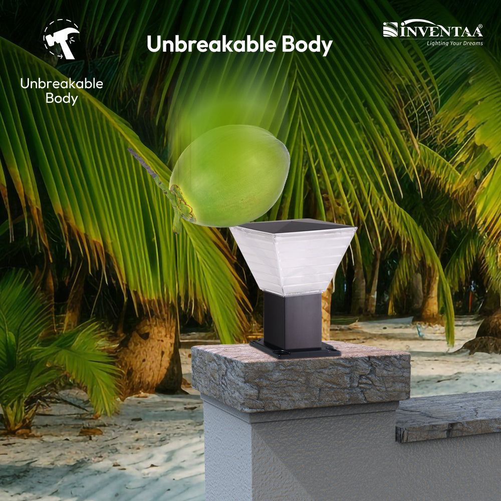 Villa 12W Fancy Outdoor Gate Light 3-in-1 LED (Cool-Warm-Neutral) | Waterproof Decorative Gate Pillar Lamp for Home Compound Wall | Inventaa