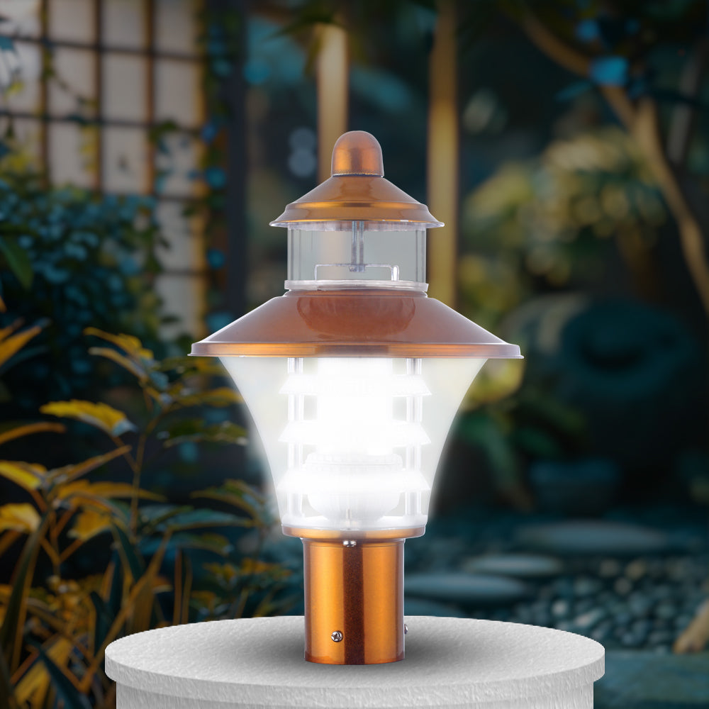 Antique gate light with bright compound pillar lights for entrance | Best LED Gate Light Model Online at affordable price Online #color_Gold Trio Luv Clear