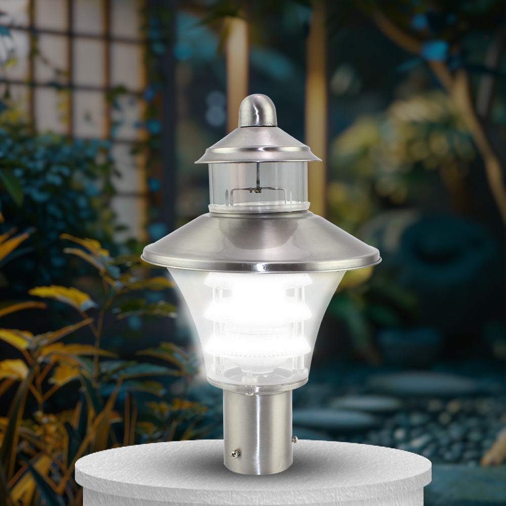 Viva LH Silver Satin LED Gate Light Cool White | Best LED Gate Light Model Online at affordable price Online #color_ Silver Satin Trio Luv Clear