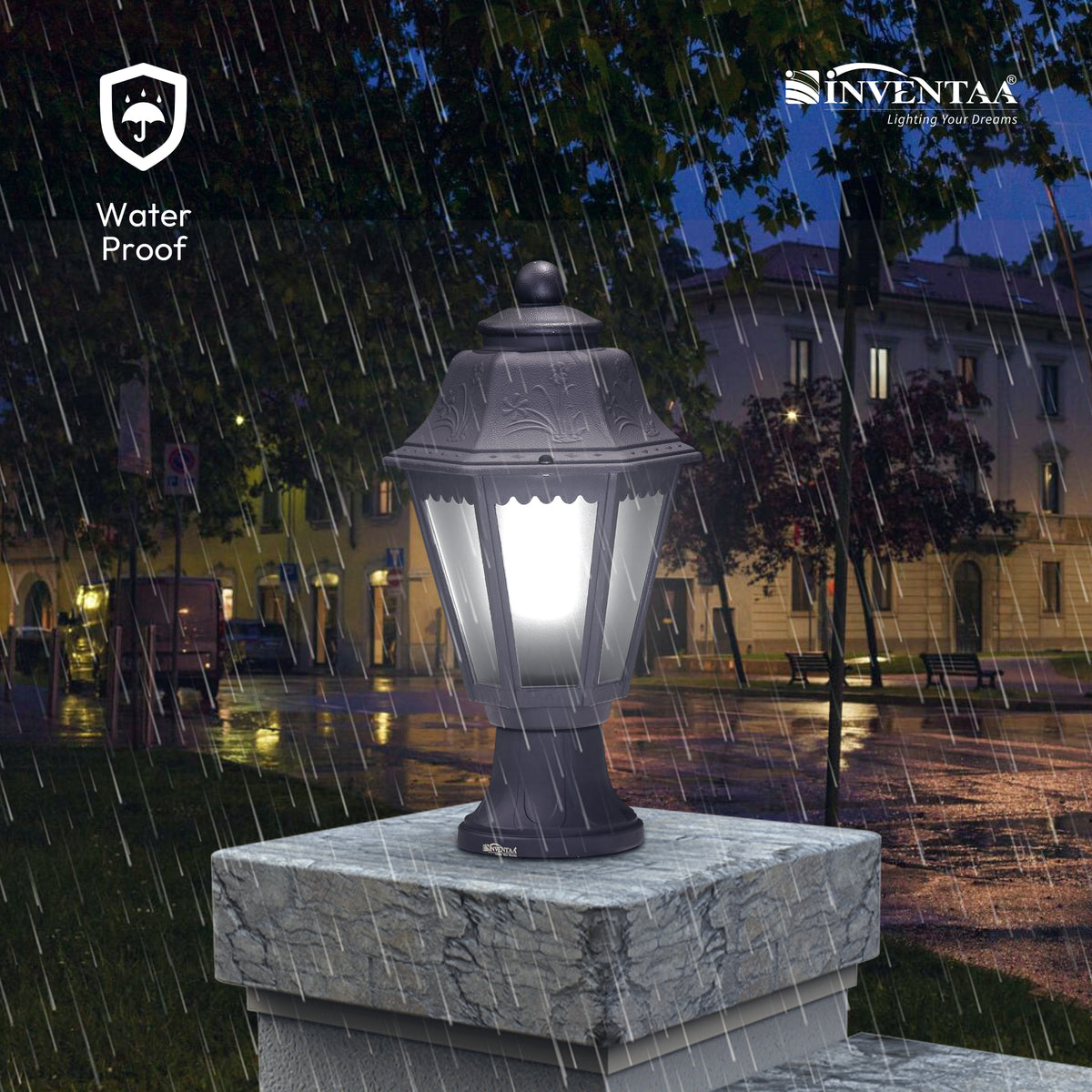 Tacita Modern 12W Outdoor Gate Pillar Light ? 3-in-1 LED (Cool-Warm-Neutral) Waterproof Post Top Wall Mount Light for Home Gate, Compound & Boundary Wall