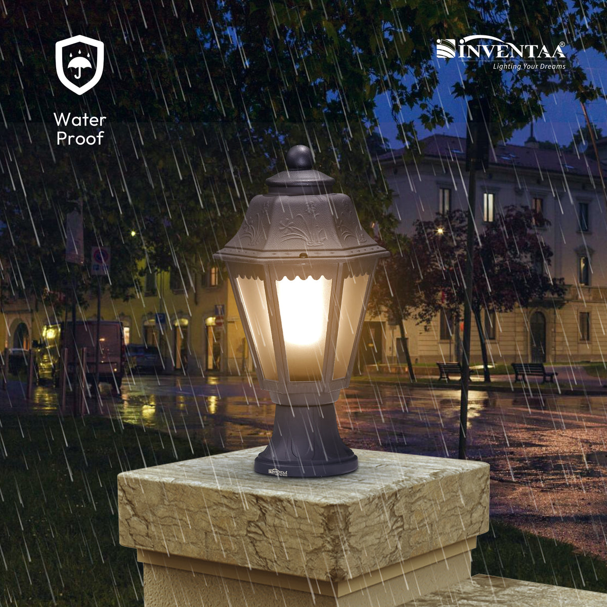 Tacita Modern 12W Outdoor Gate Pillar Light ? 3-in-1 LED (Cool-Warm-Neutral) Waterproof Post Top Wall Mount Light for Home Gate, Compound & Boundary Wall