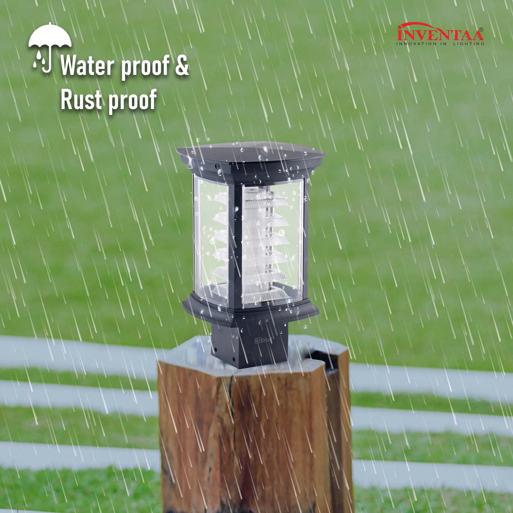 Waterproof rustproof entrance gate lights with modern pillar design #color_clear