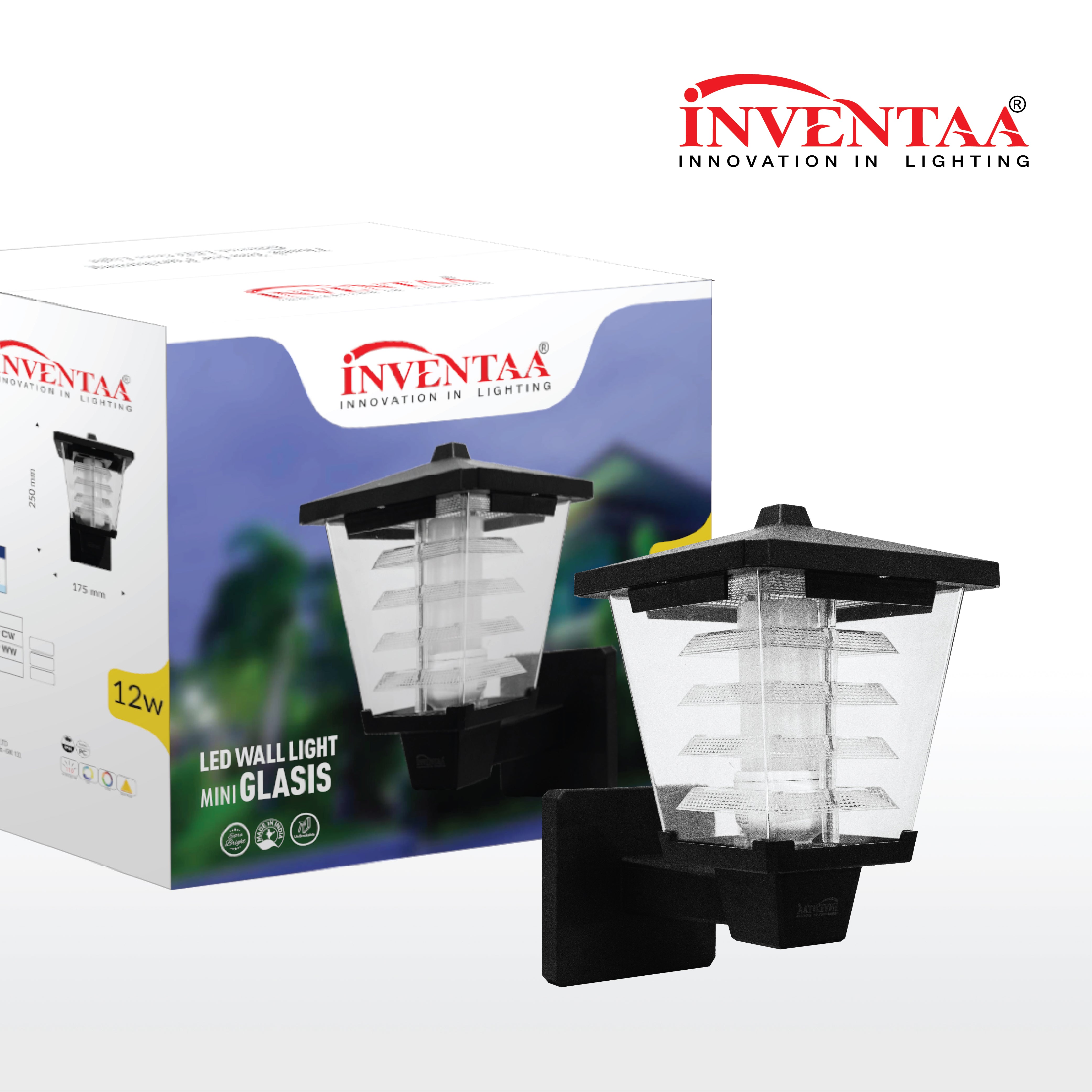 Wall glasis LED wall light displayed alongside its rectangular packaging, highlighting the product's name and attractive design #bulb options_warm