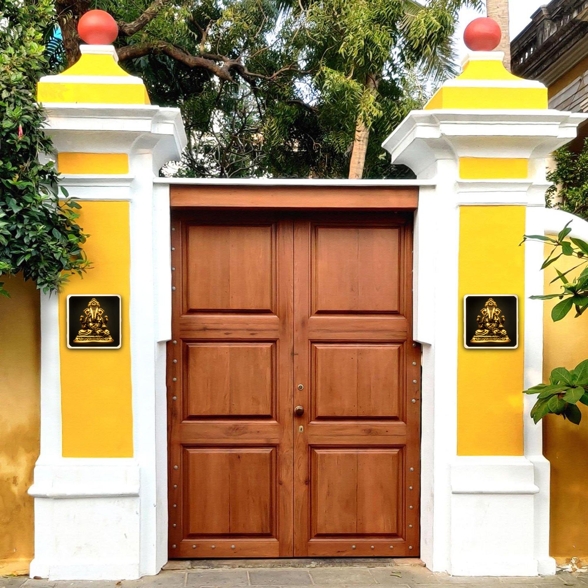 Lord Vinayagar Divine LED Wall Light  Installed On Home Entrance