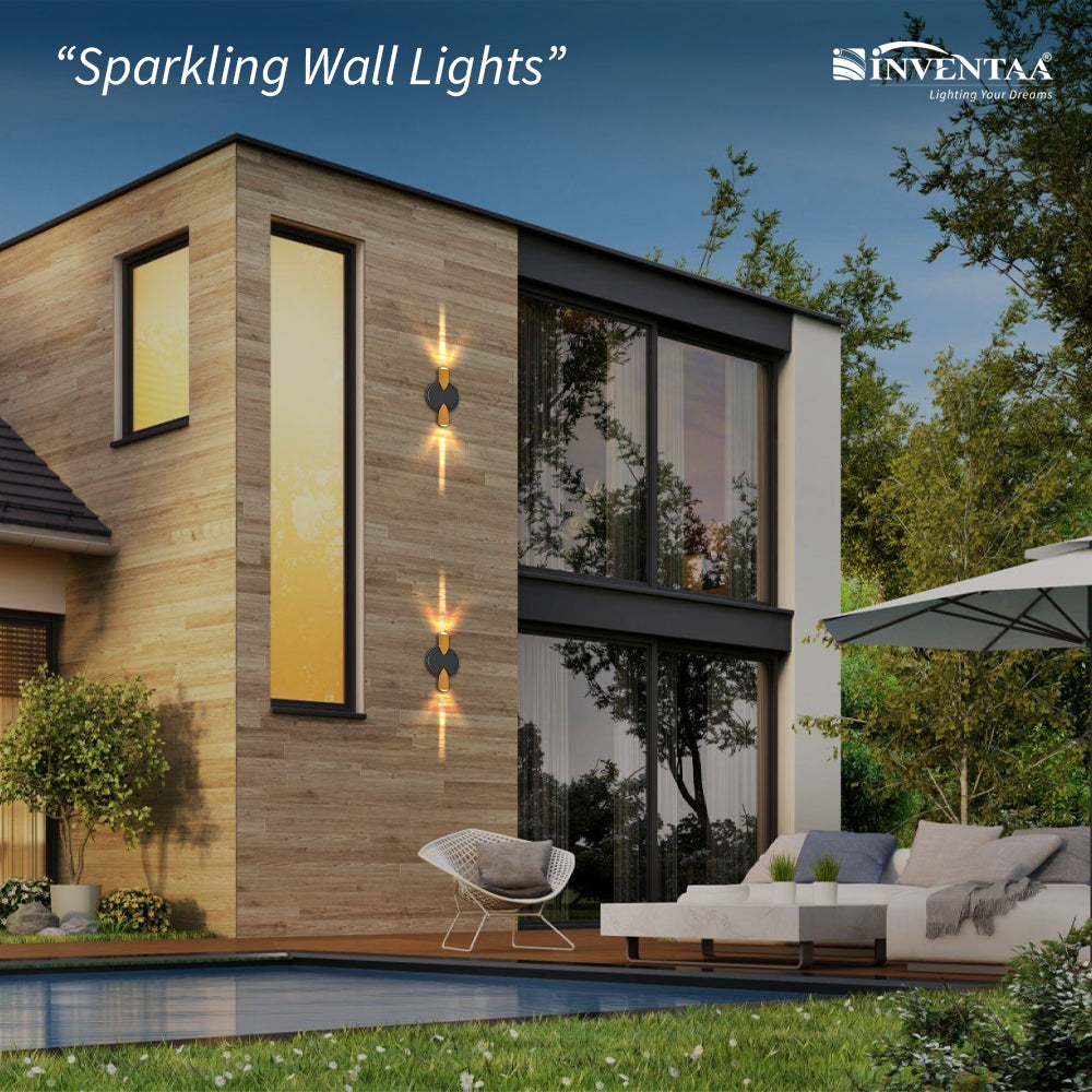 Ayla 2W 2 Way LED Wall Light Installed On House Front #watts_2w