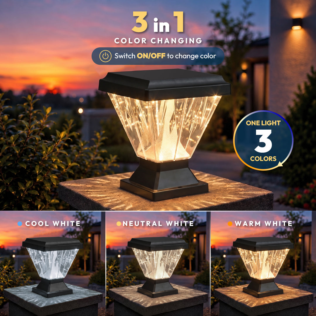 Chiti Sky 12W Outdoor Gate Pillar Light — 3-in-1 LED (Cool/Warm/Neutral) | Waterproof Post Top Wall Mount Light for Home Gate, Compound & Boundary Wall
