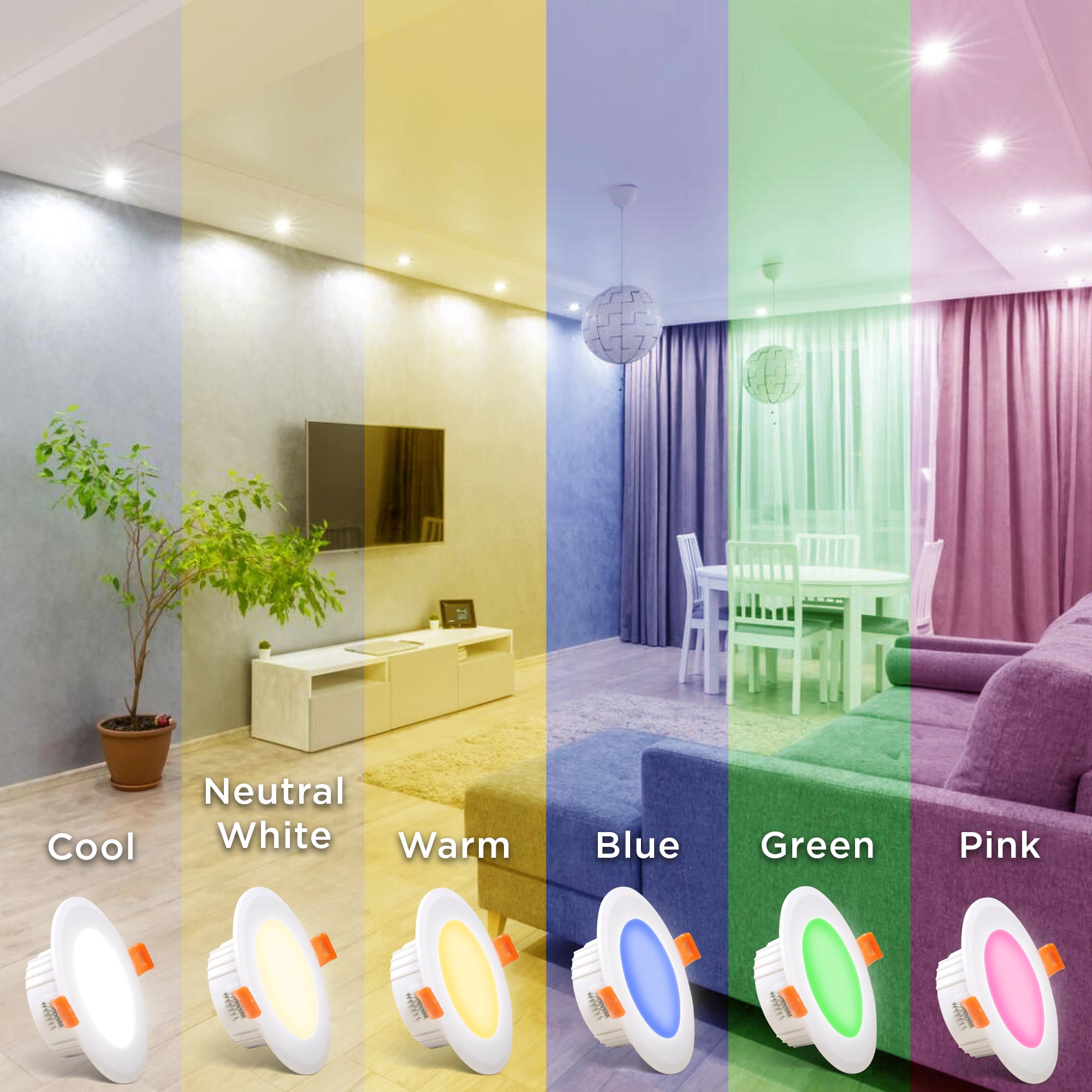 Color Variations Of Marina 3W LED Junction Light #Suitable For_2 inch Flat Junction Box