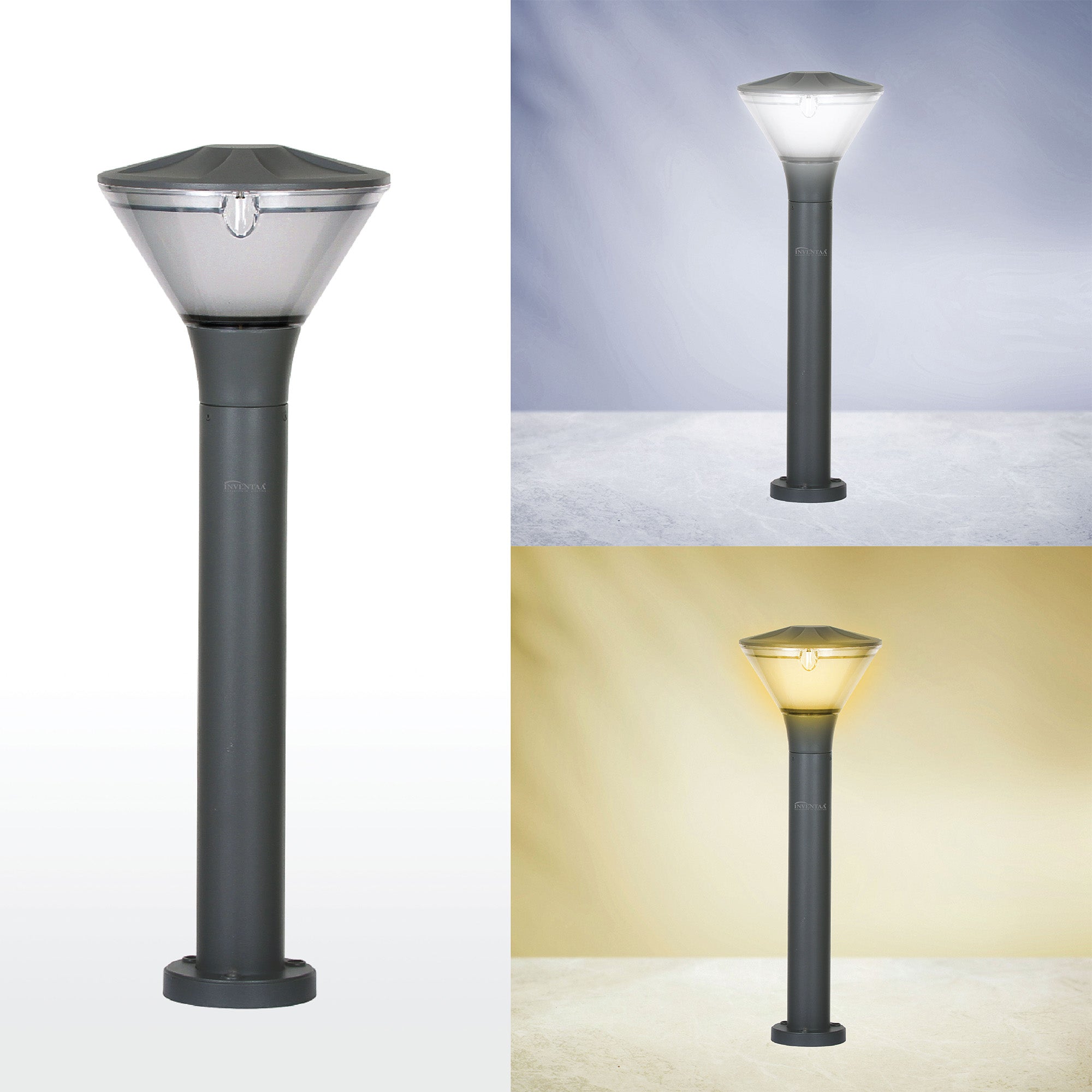 Cool and warm lighting comparison of Yash 2 feet led garden bollard light #size_2 feet