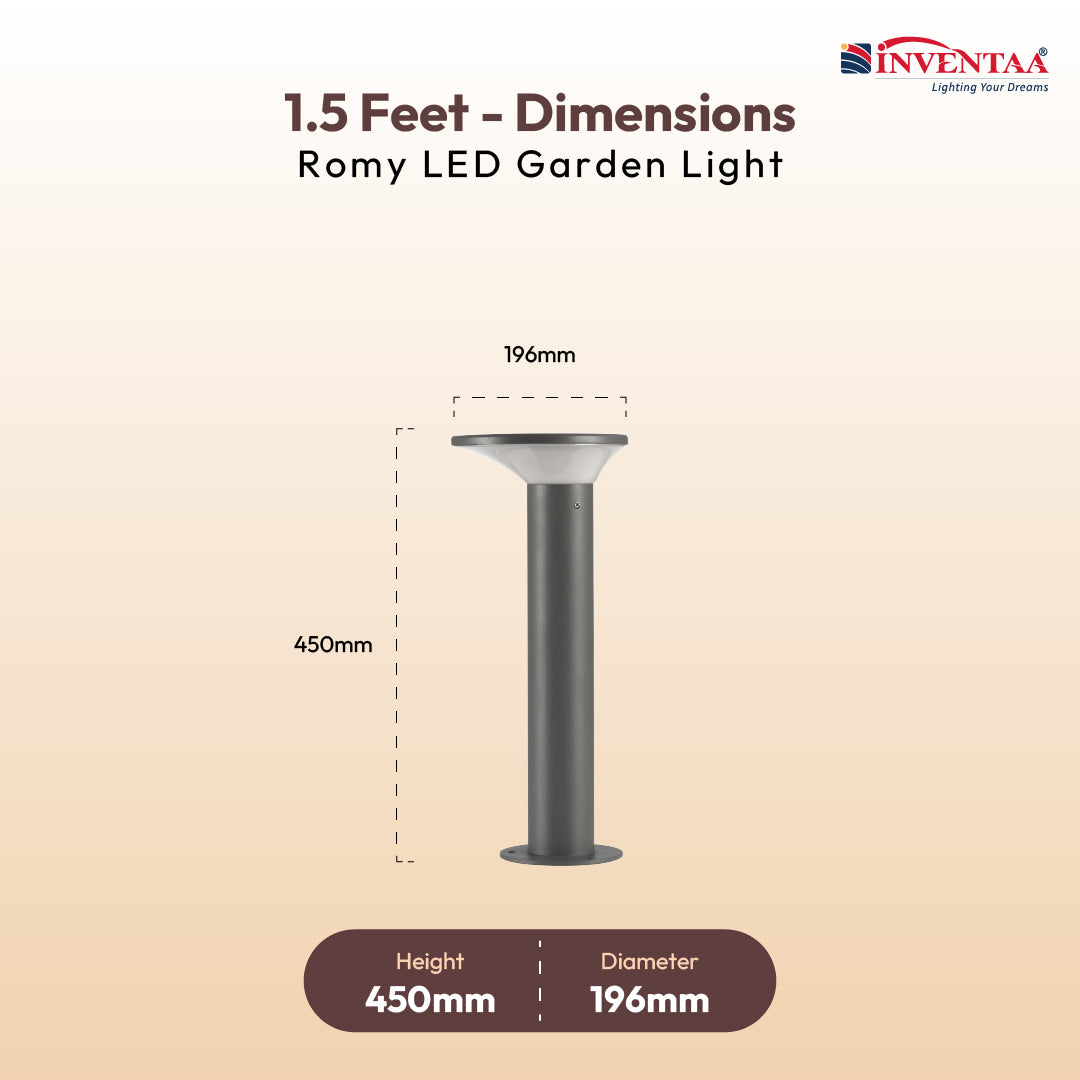 Romy 12W LED Lawn Bollard Outdoor Light