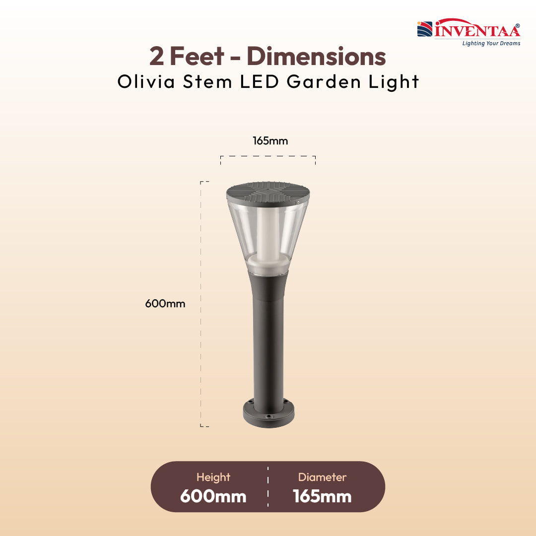 Olivia Stem 3 in 1  LED Bollard Light - INVENTAA Garden Lights