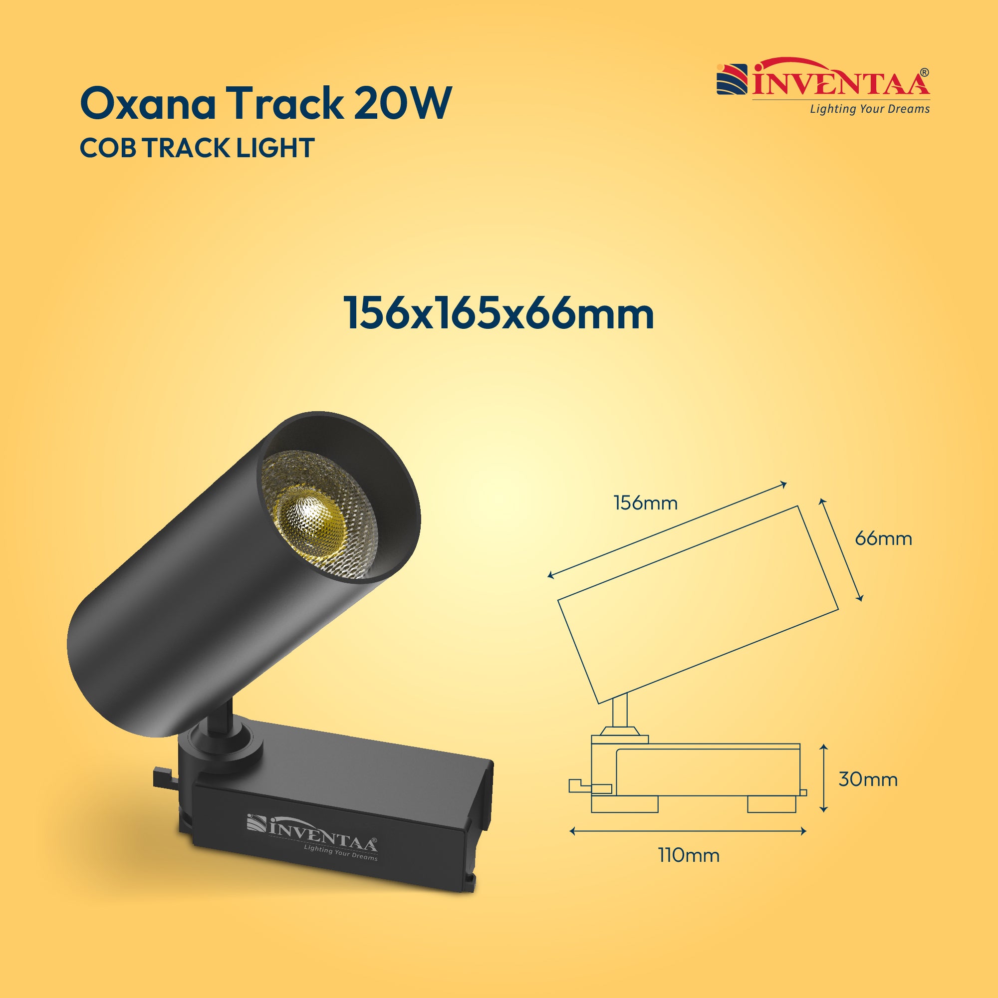 Dimension Of Oxana Track COB Track Light 20W #watts_20w