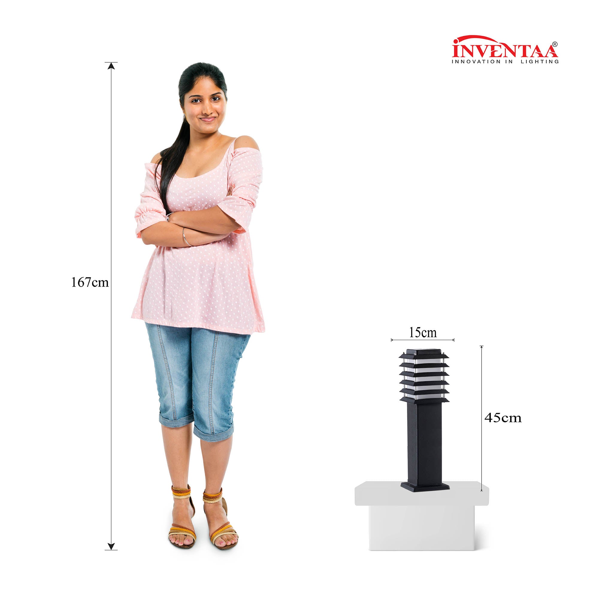 Dimension of Riya 1.5 feet led garden bollard light #size_1.5 feet