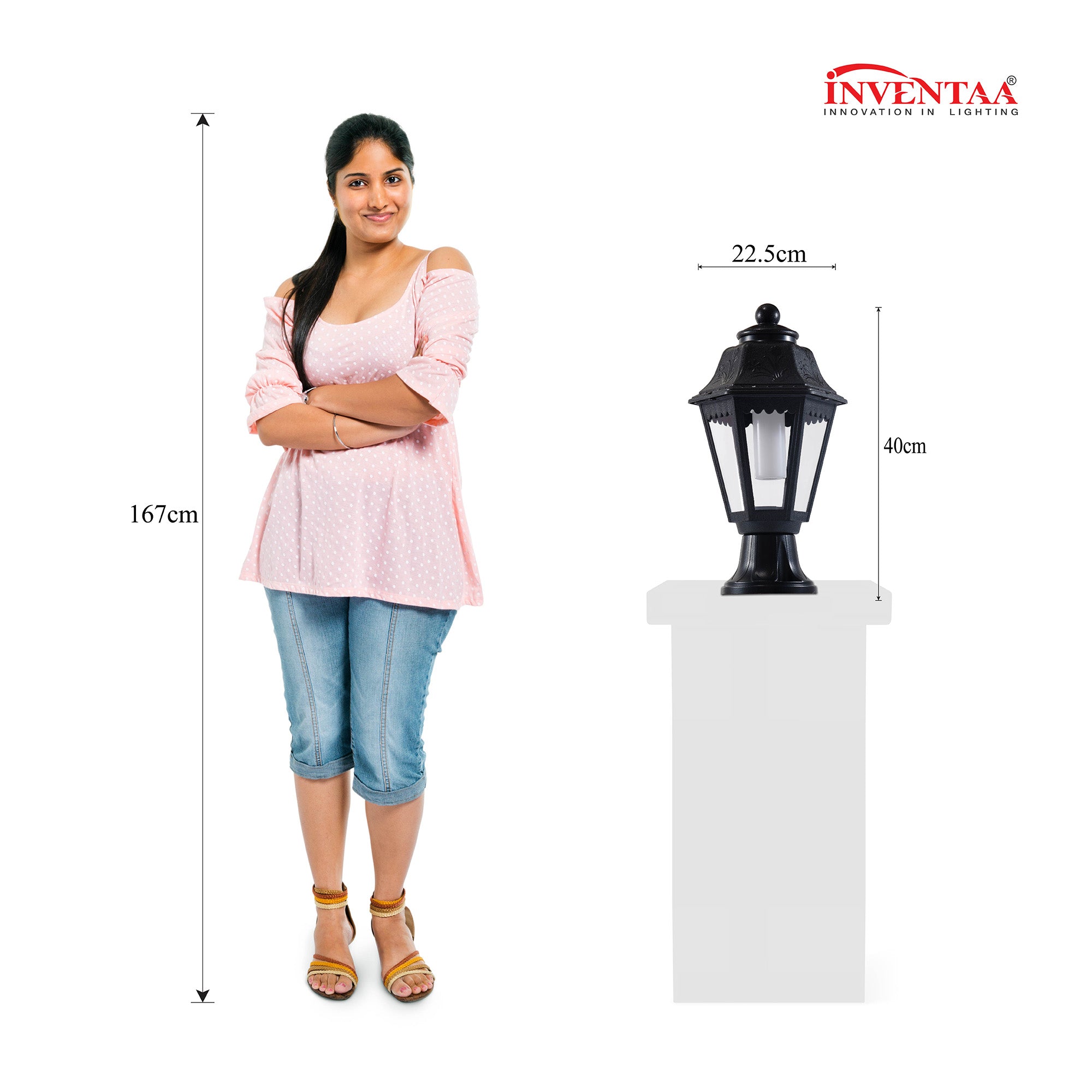 Dimension of Tacita led gate light with warm white led bulb #bulb options_warm