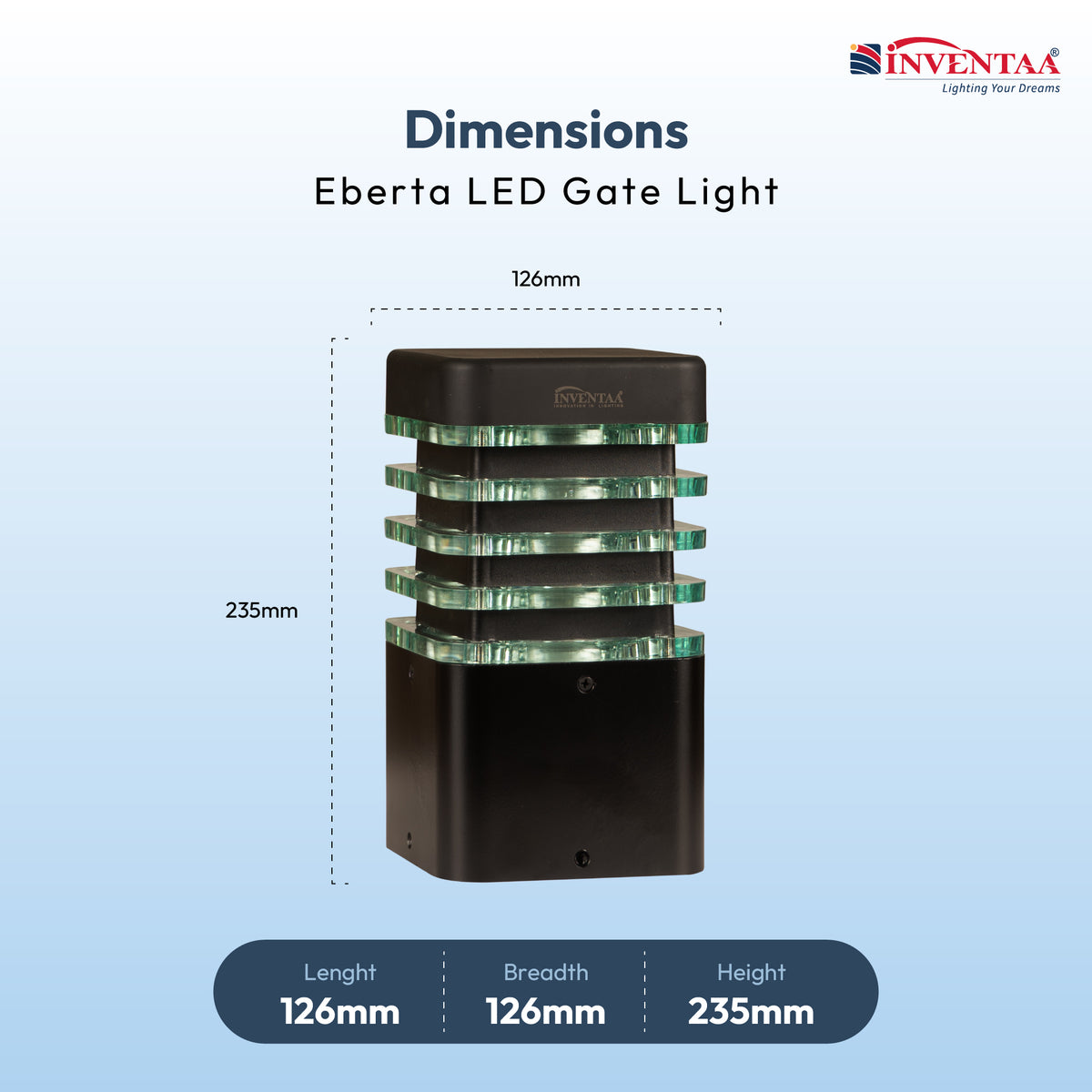 Eberta 5" 12W Outside Gate Lights - LED Square Gate Light for Modern Design