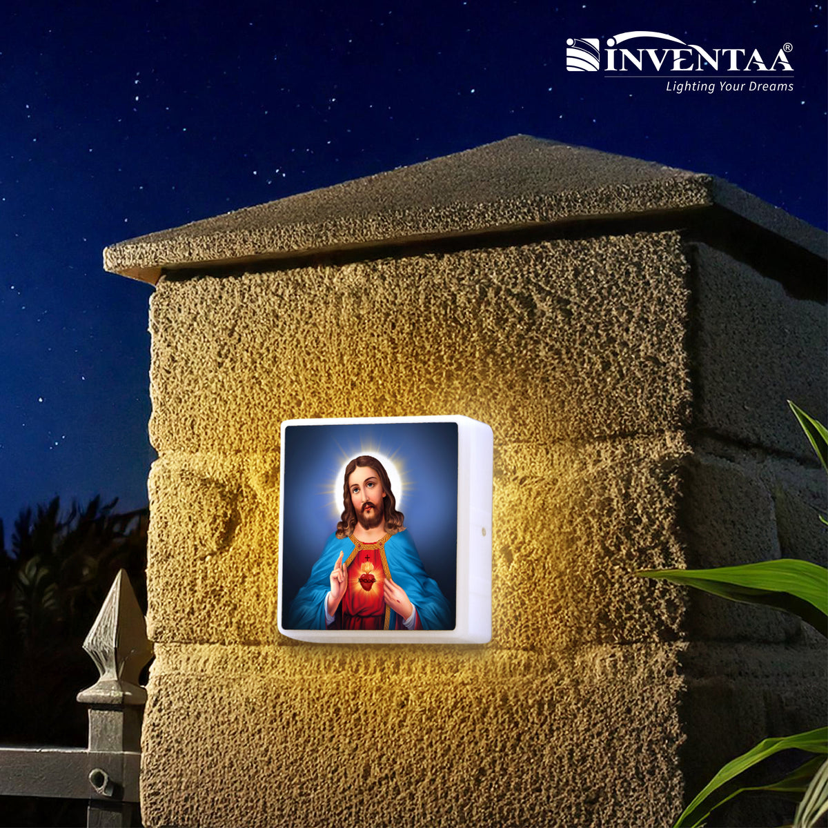 Buy Jesus Christ Divine LED Outdoor Wall Light For Prayer Room| Inventaa