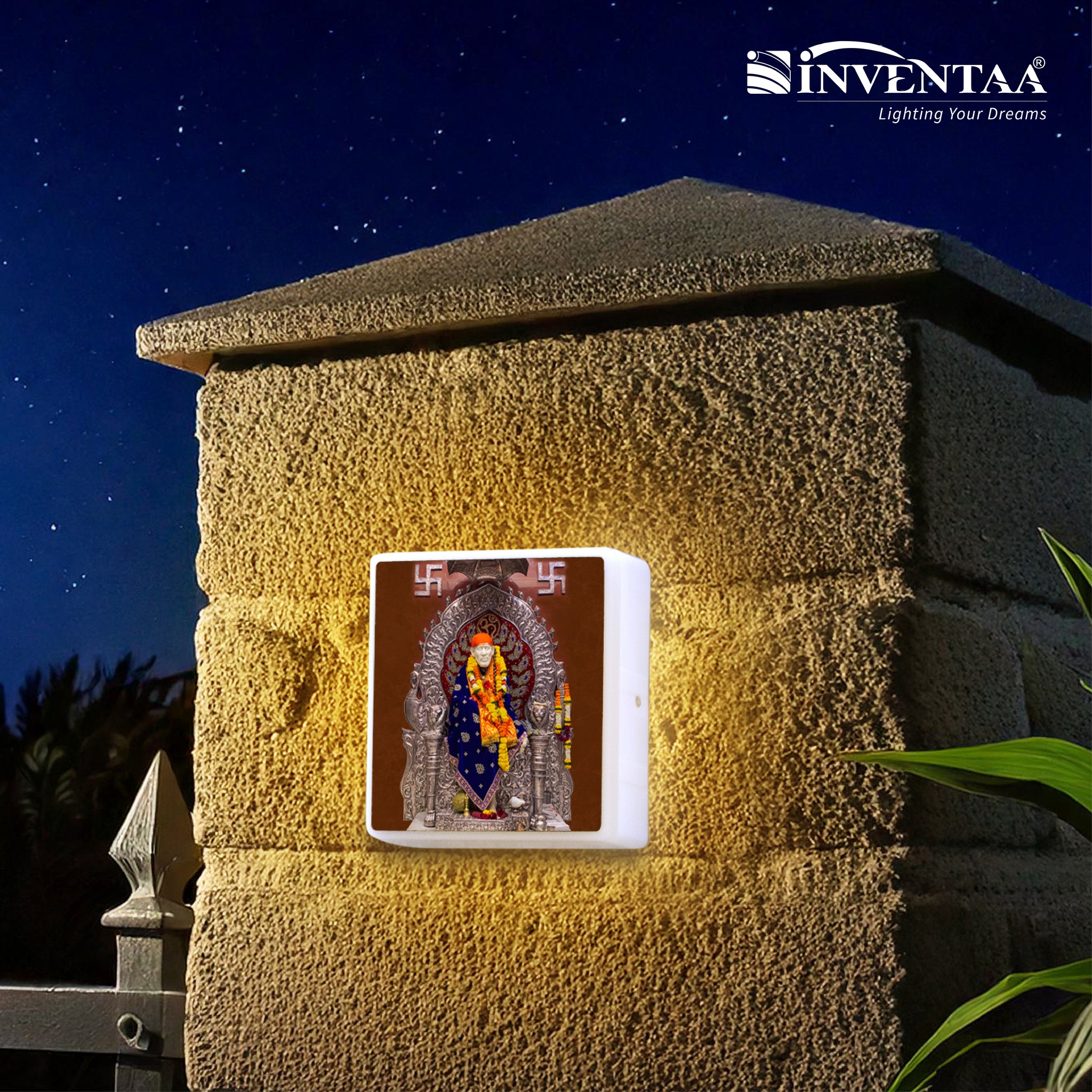 Buy Sai Baba Divine LED Wall Light For Puja Room altars | Inventaa