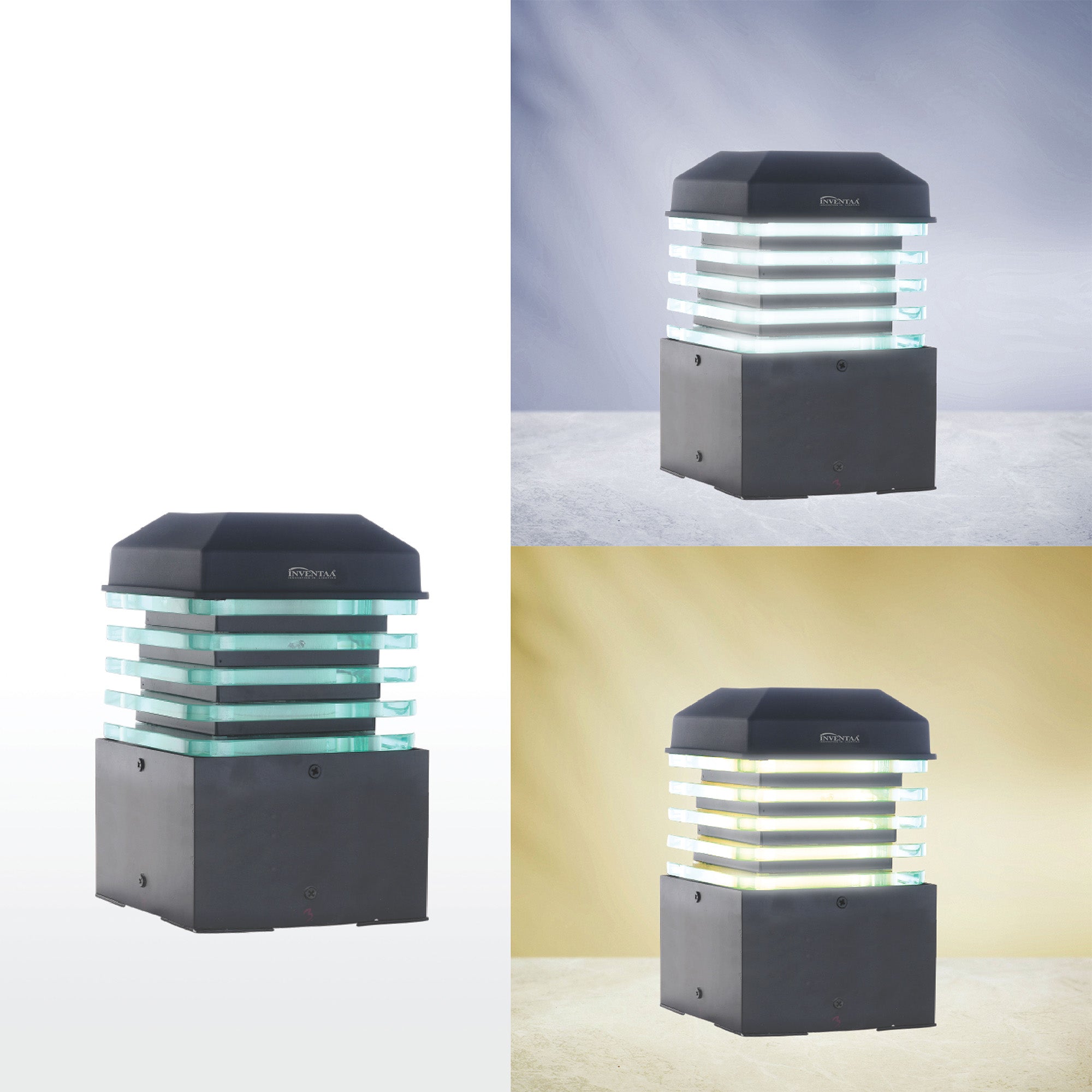 Eberta Square LED Gate Light Cool Warm Comparison #shape_square